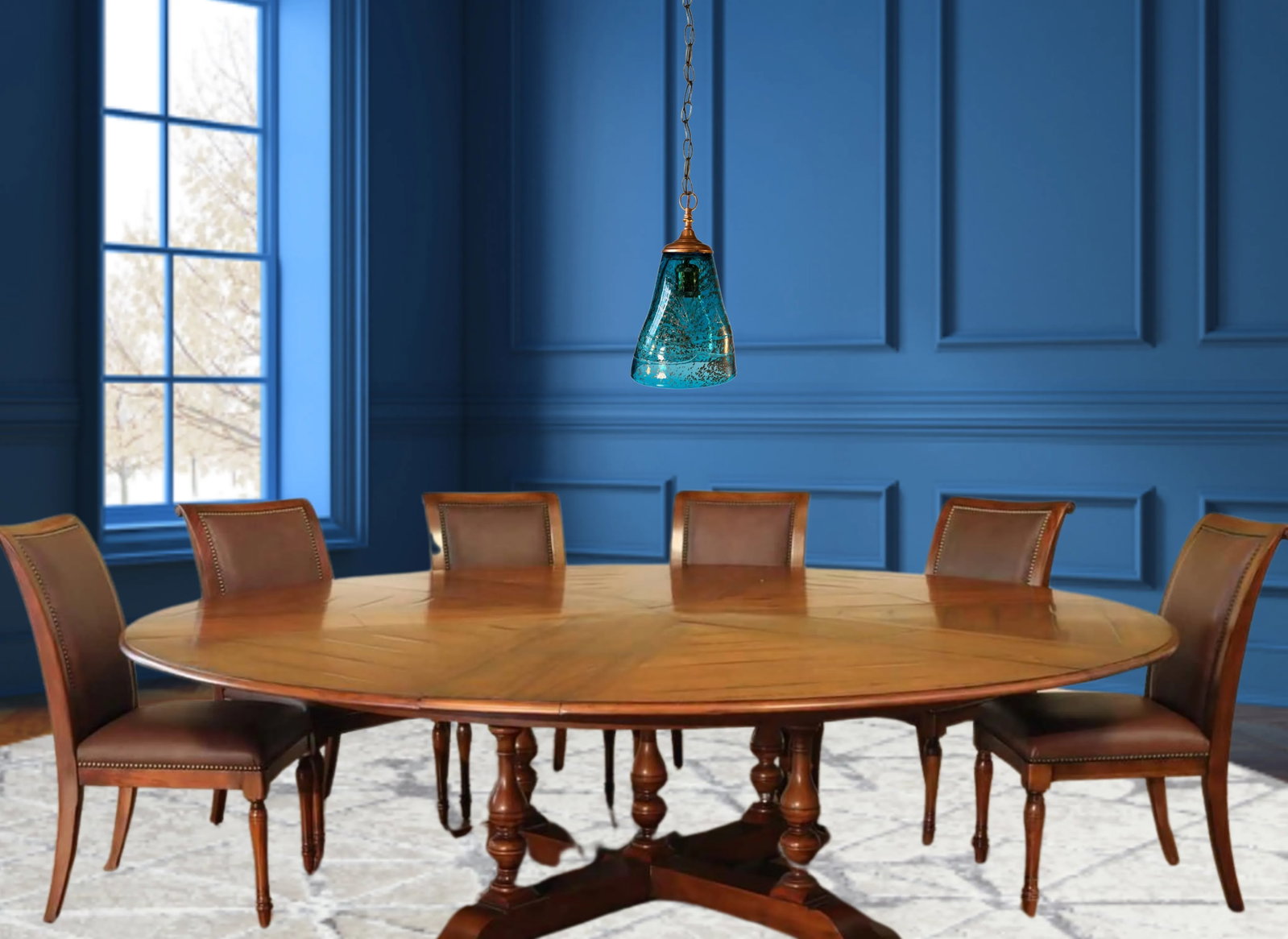 Art Glass Aqua Blue Pendant Light - 10