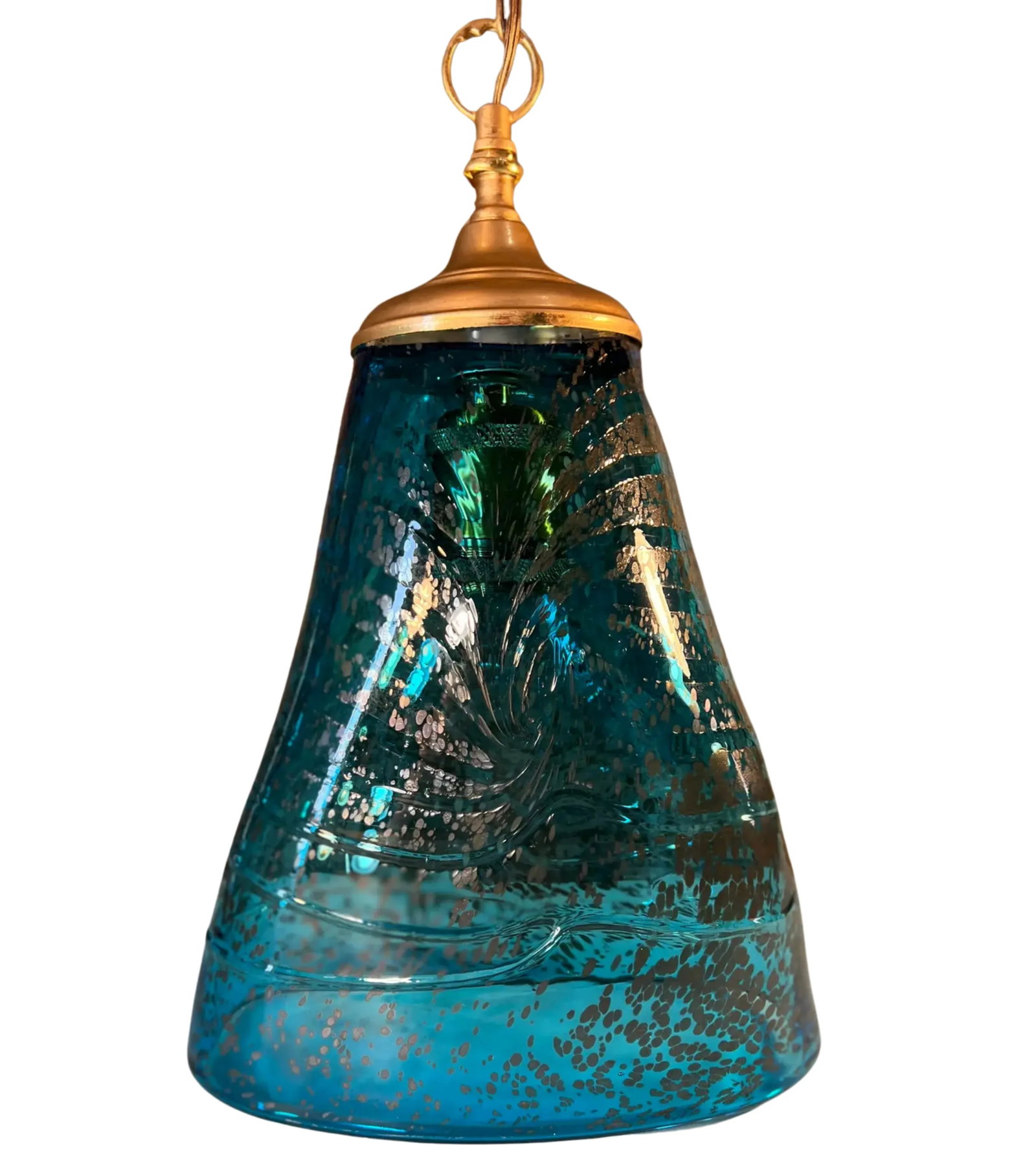 Art Glass Aqua Blue Pendant Light - 11
