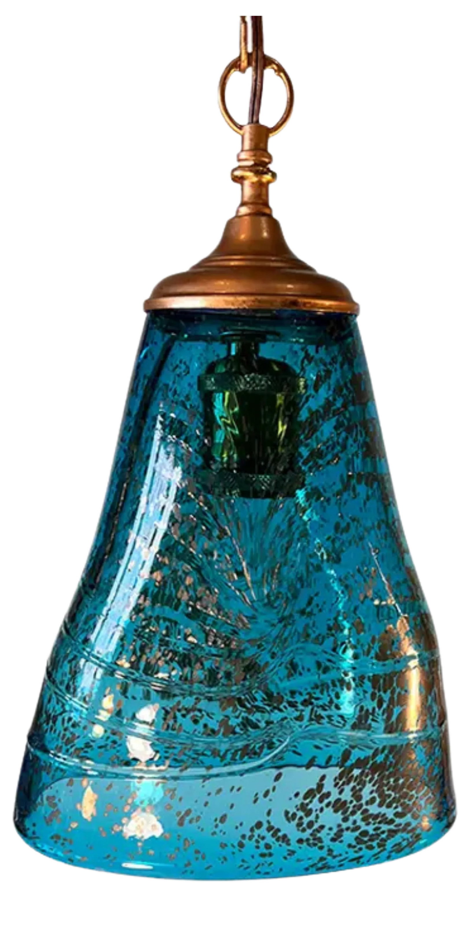 Art Glass Aqua Blue Pendant Light - 2