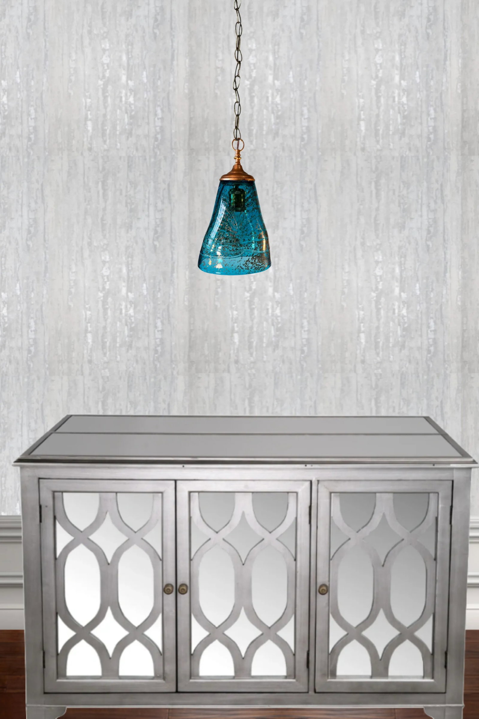 Art Glass Aqua Blue Pendant Light - 4