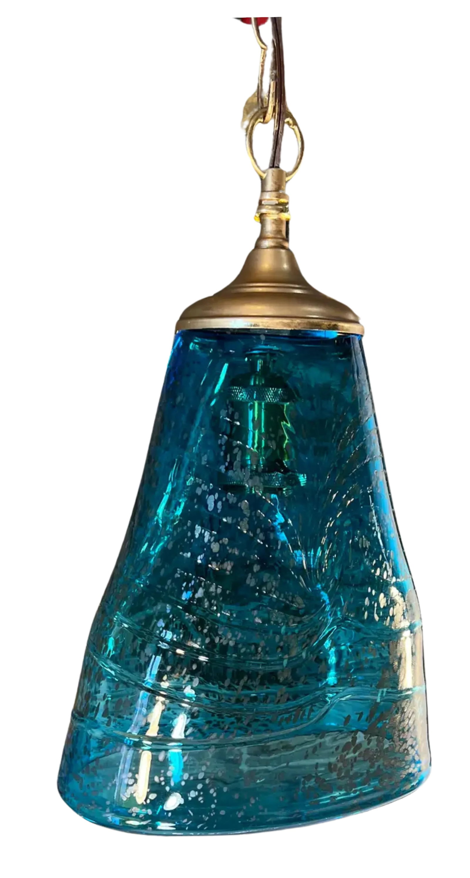 Art Glass Aqua Blue Pendant Light - 7