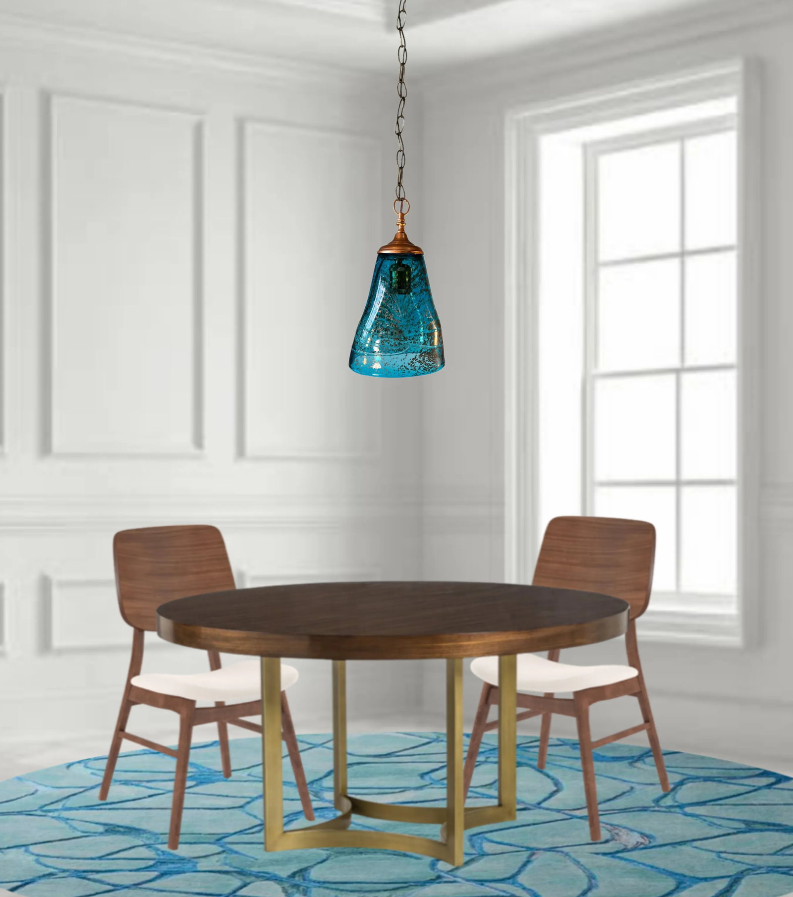 Art Glass Aqua Blue Pendant Light - 8