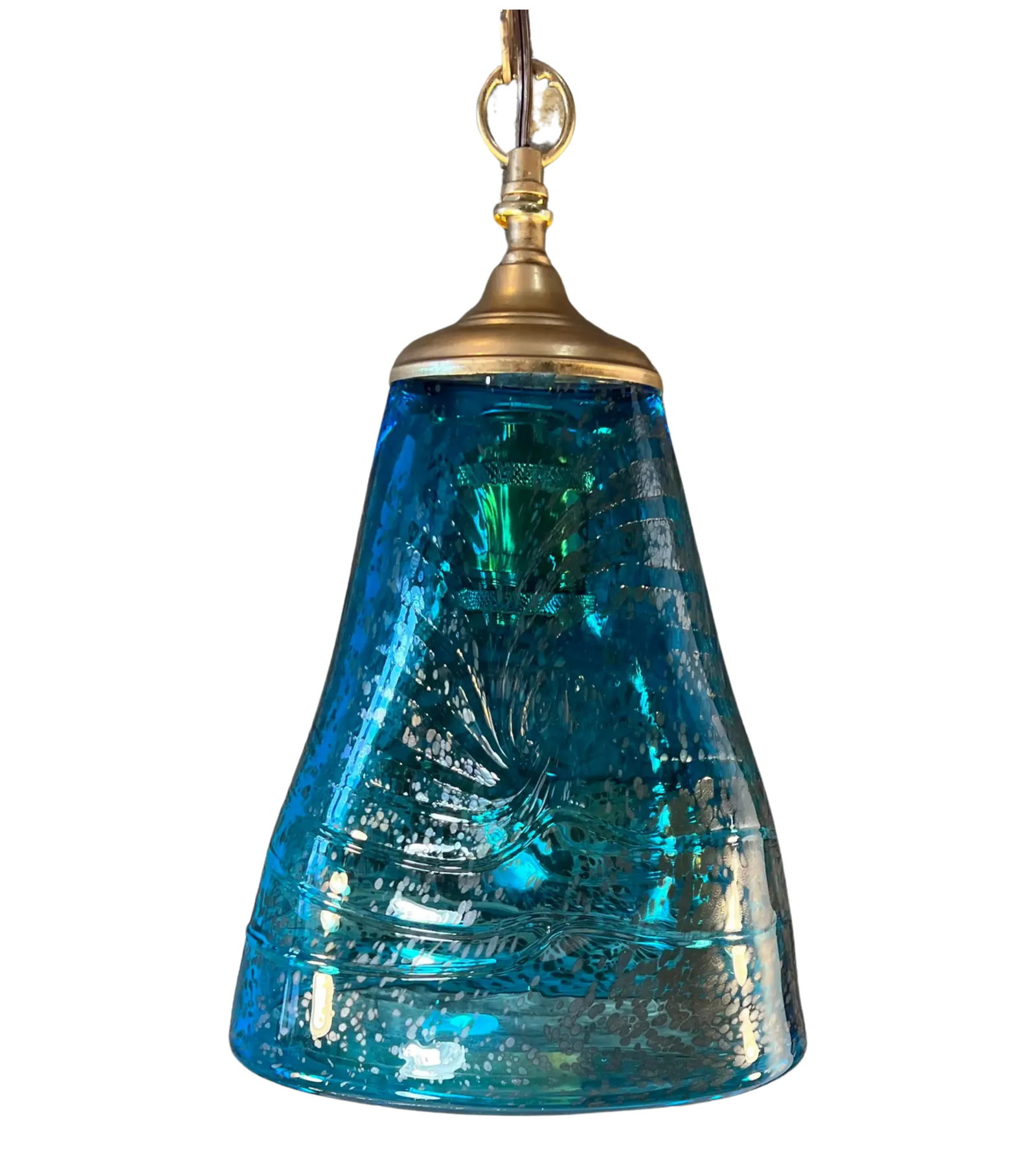 Art Glass Aqua Blue Pendant Light - 9