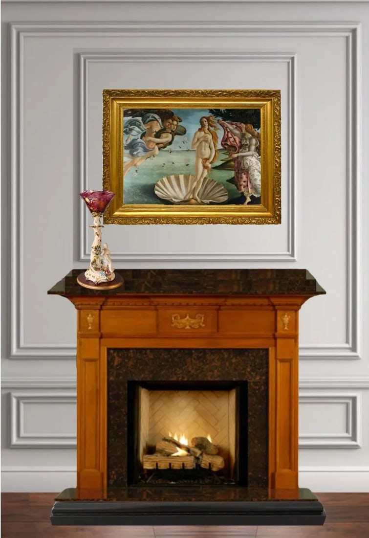 Capodimonte Porcelain Cherub Art Glass Shade Torchiere Lamp - 4