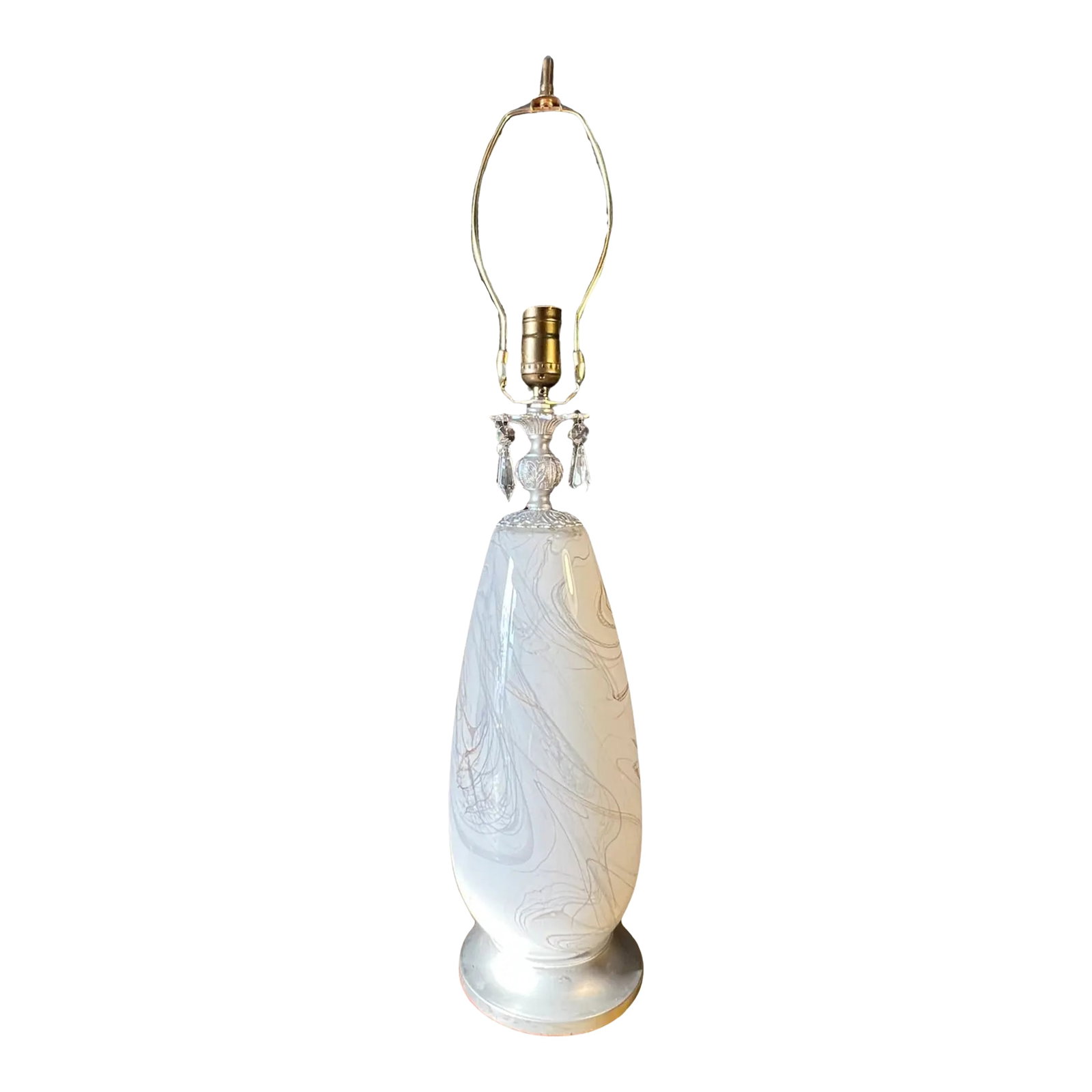 Art Glass Milk White Abstract Gray Design Table Lamp (1 of 12)