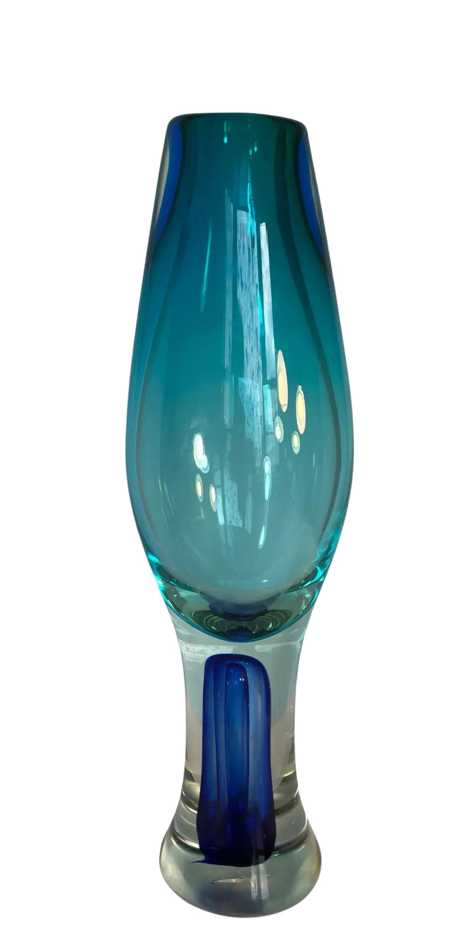 Blue Goblet Shaped Sommerso Art Glass Vase - 5