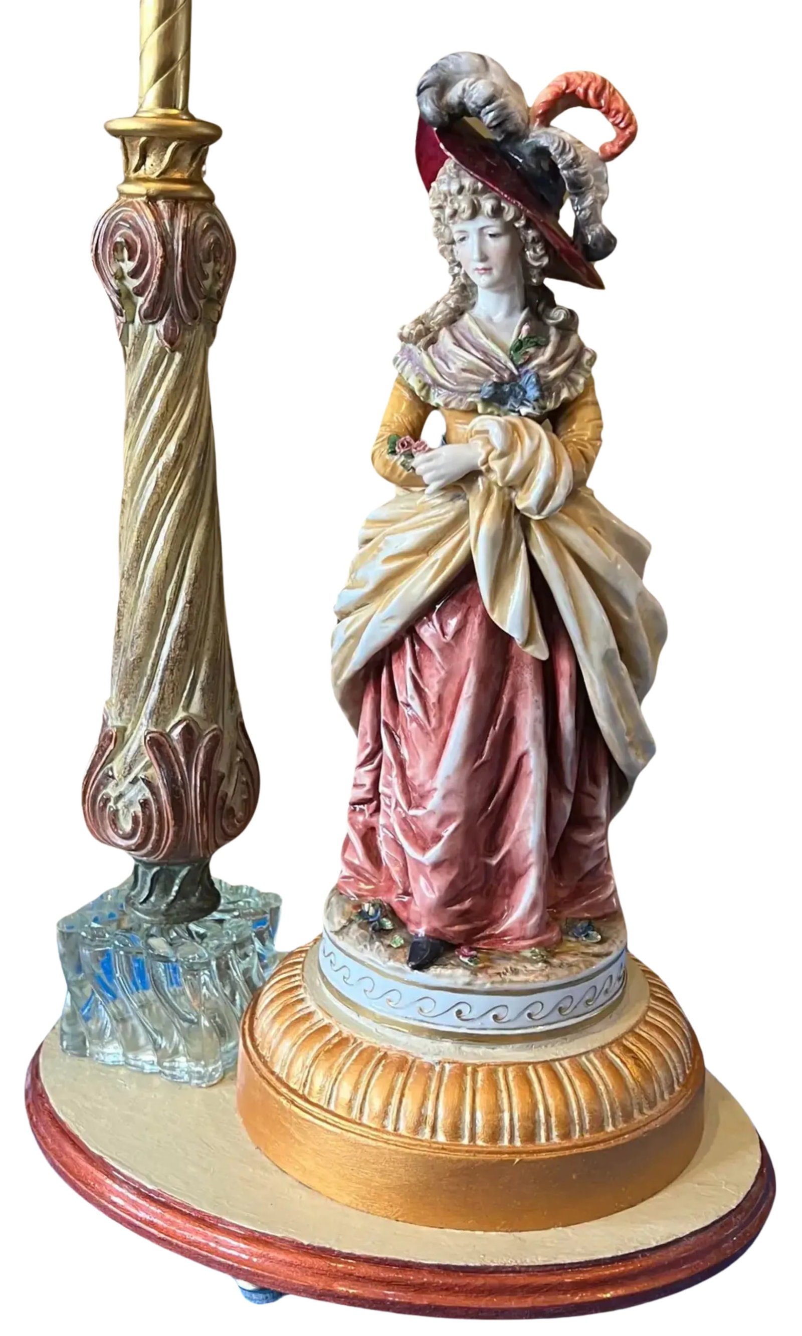 Antique German Figural Lady Porcelain Table Lamp - 2