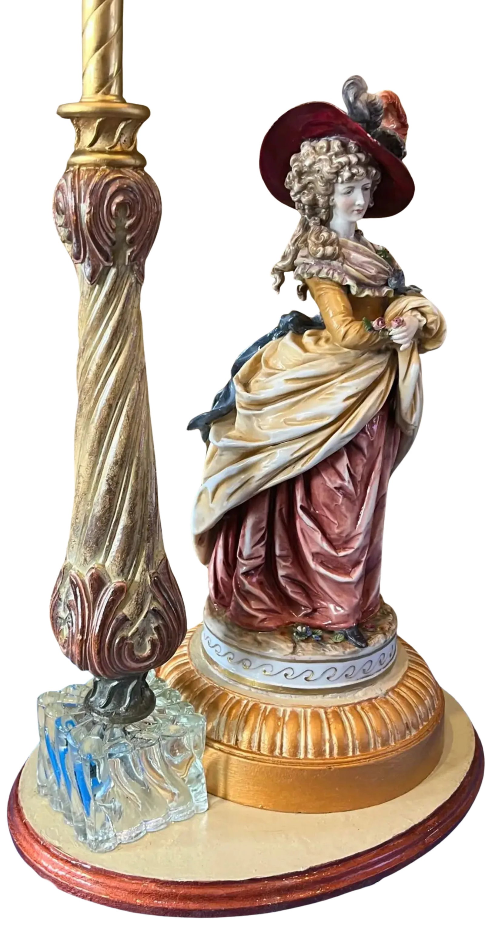 Antique German Figural Lady Porcelain Table Lamp - 3