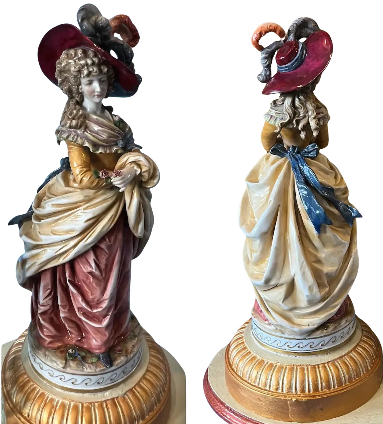 Antique German Figural Lady Porcelain Table Lamp - 7