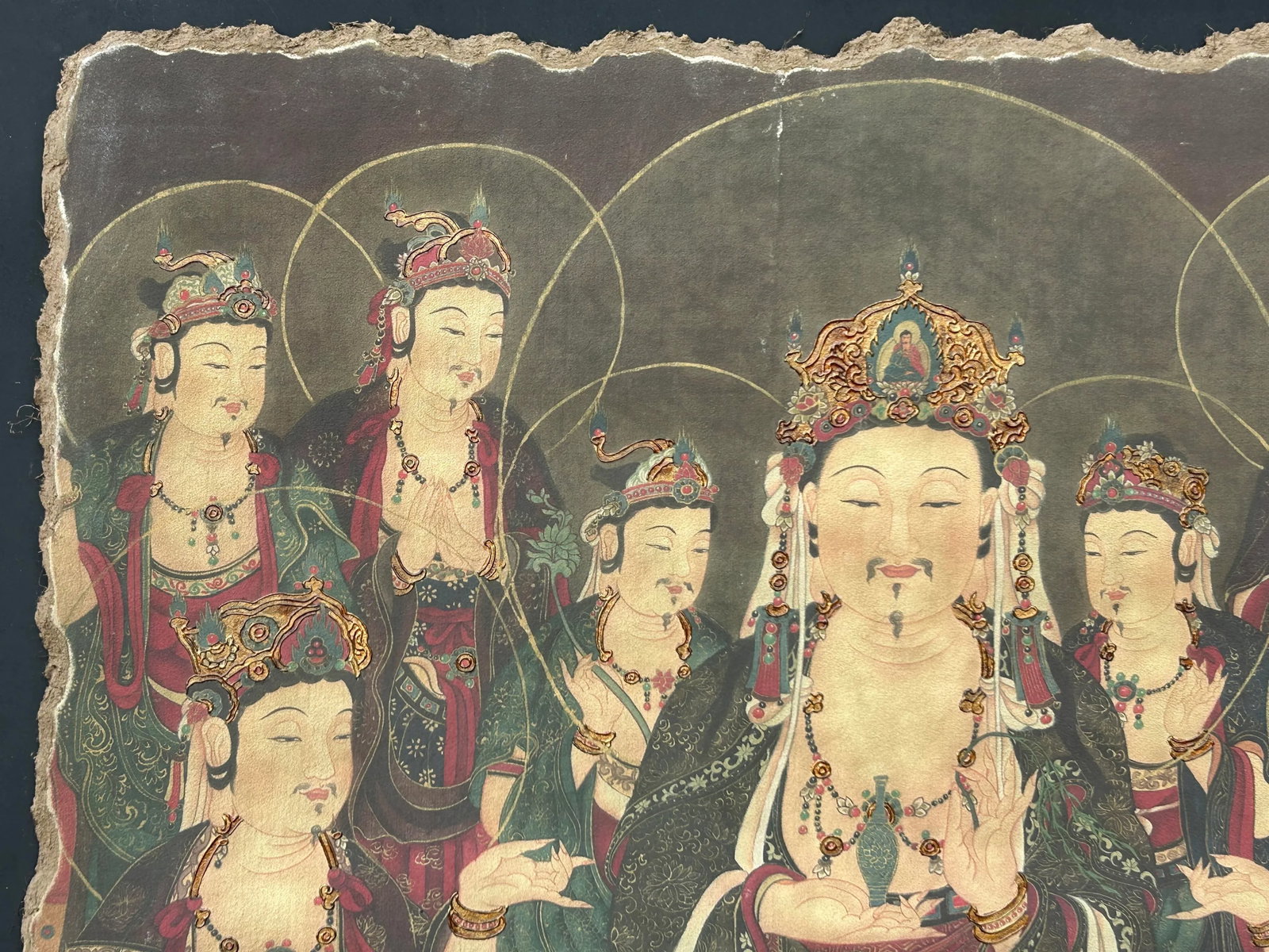 Oriental Tong Dynasty Style Bodhisattva Painting on Paper Mache Wall Art - 12