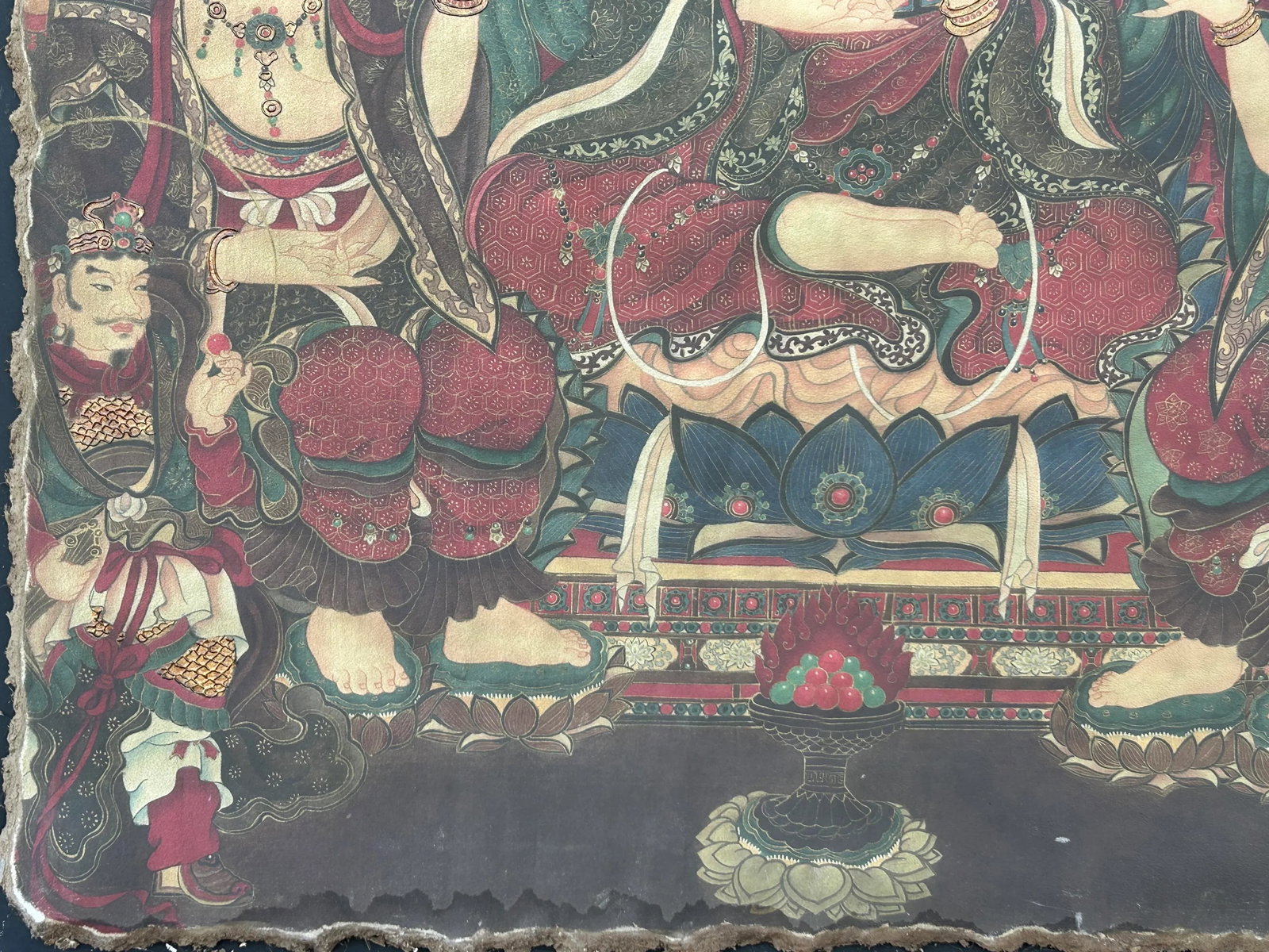 Oriental Tong Dynasty Style Bodhisattva Painting on Paper Mache Wall Art - 5
