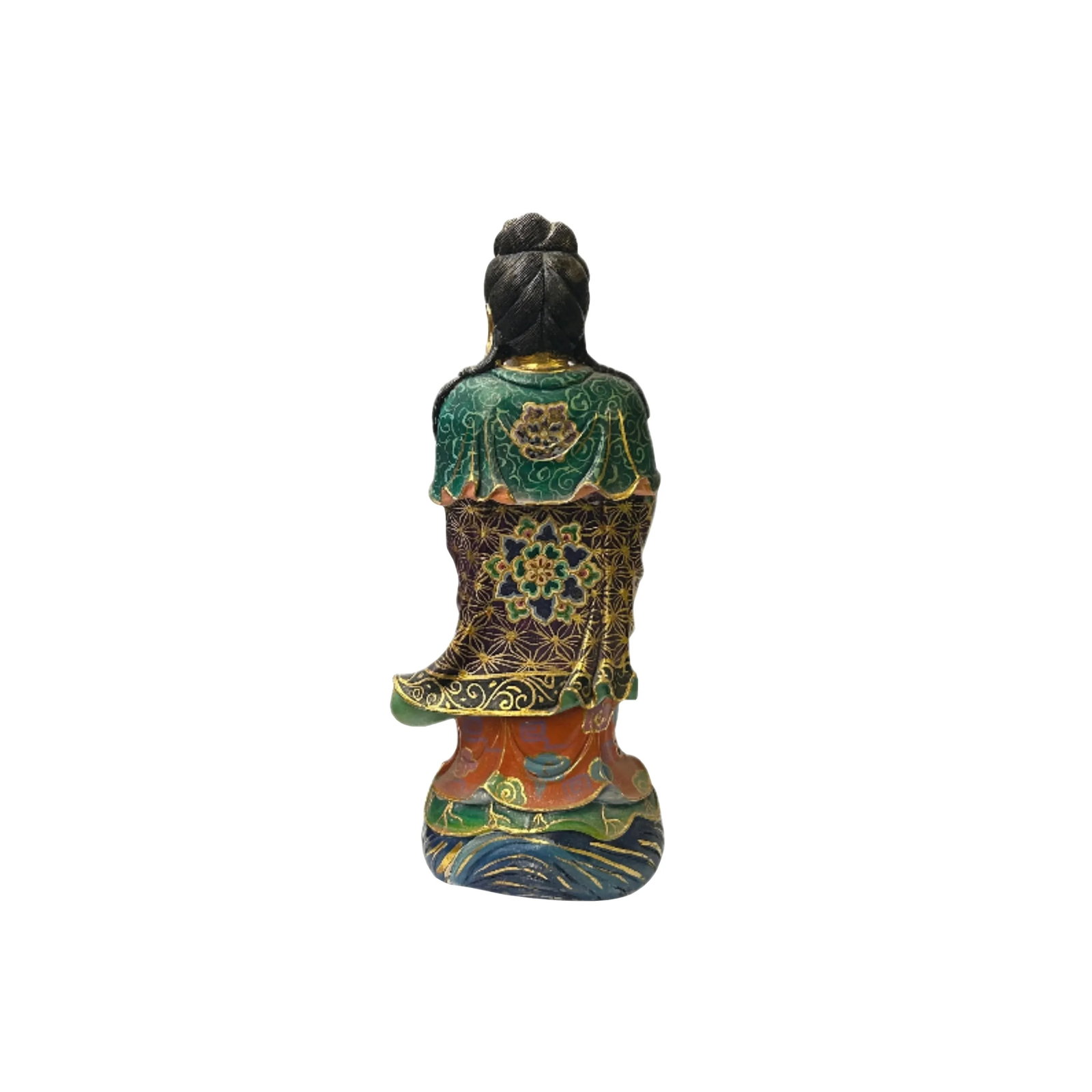 Chinese Stone Carved Color Dressing Paint Bodhisattva Statue - 6