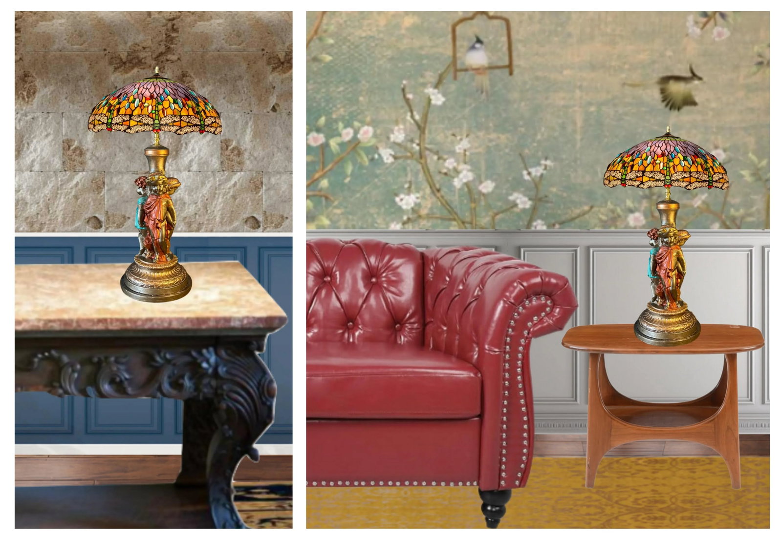 Mid-Century Trio of Cherubs Table Lamp - 11