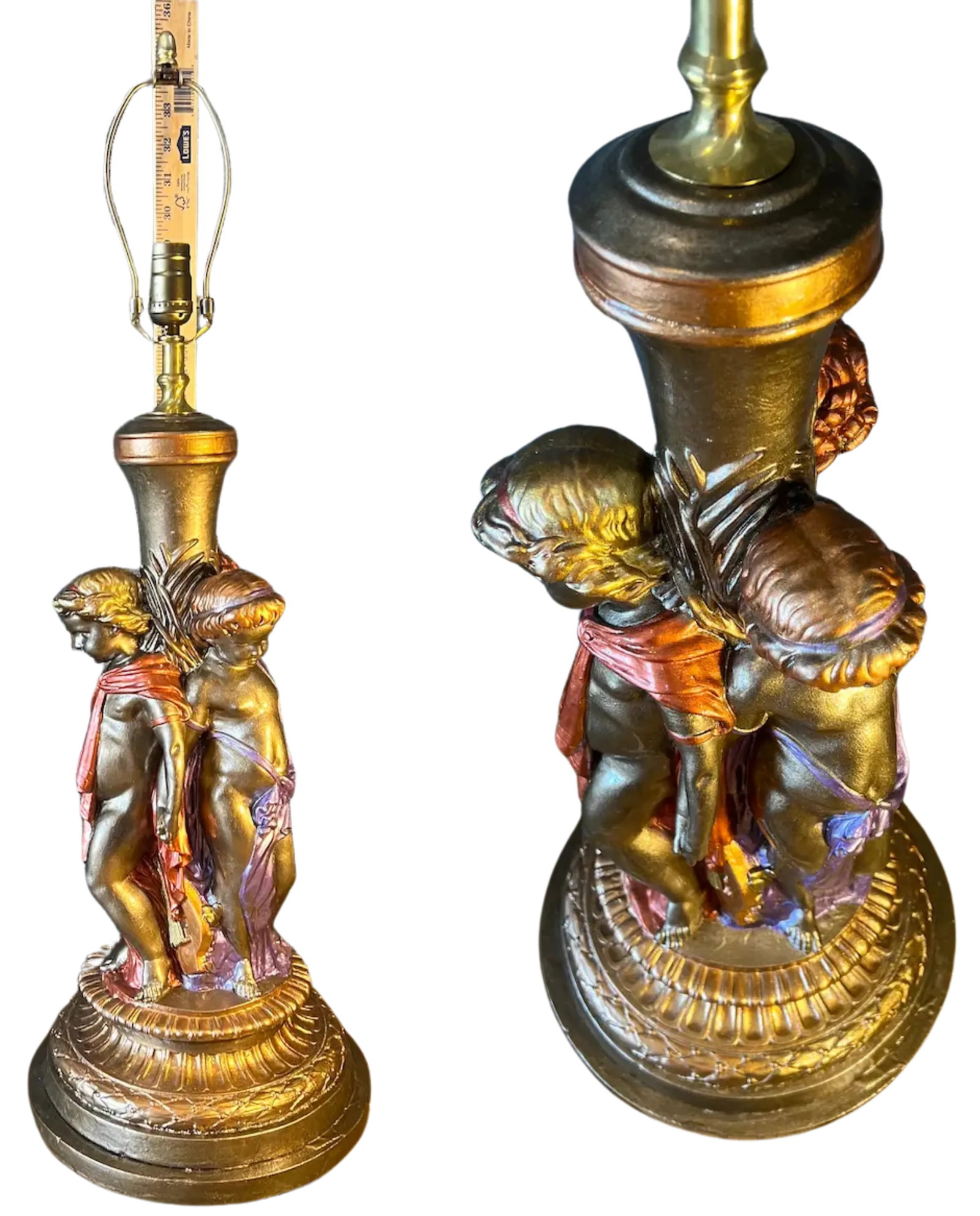 Mid-Century Trio of Cherubs Table Lamp - 12
