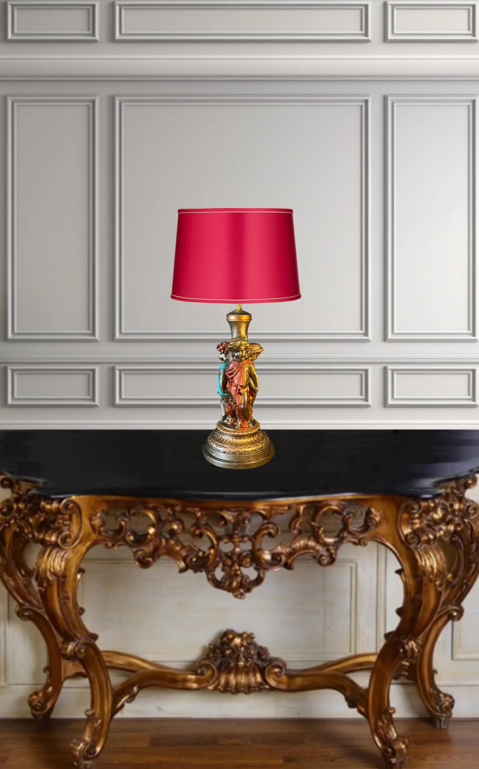 Mid-Century Trio of Cherubs Table Lamp - 2