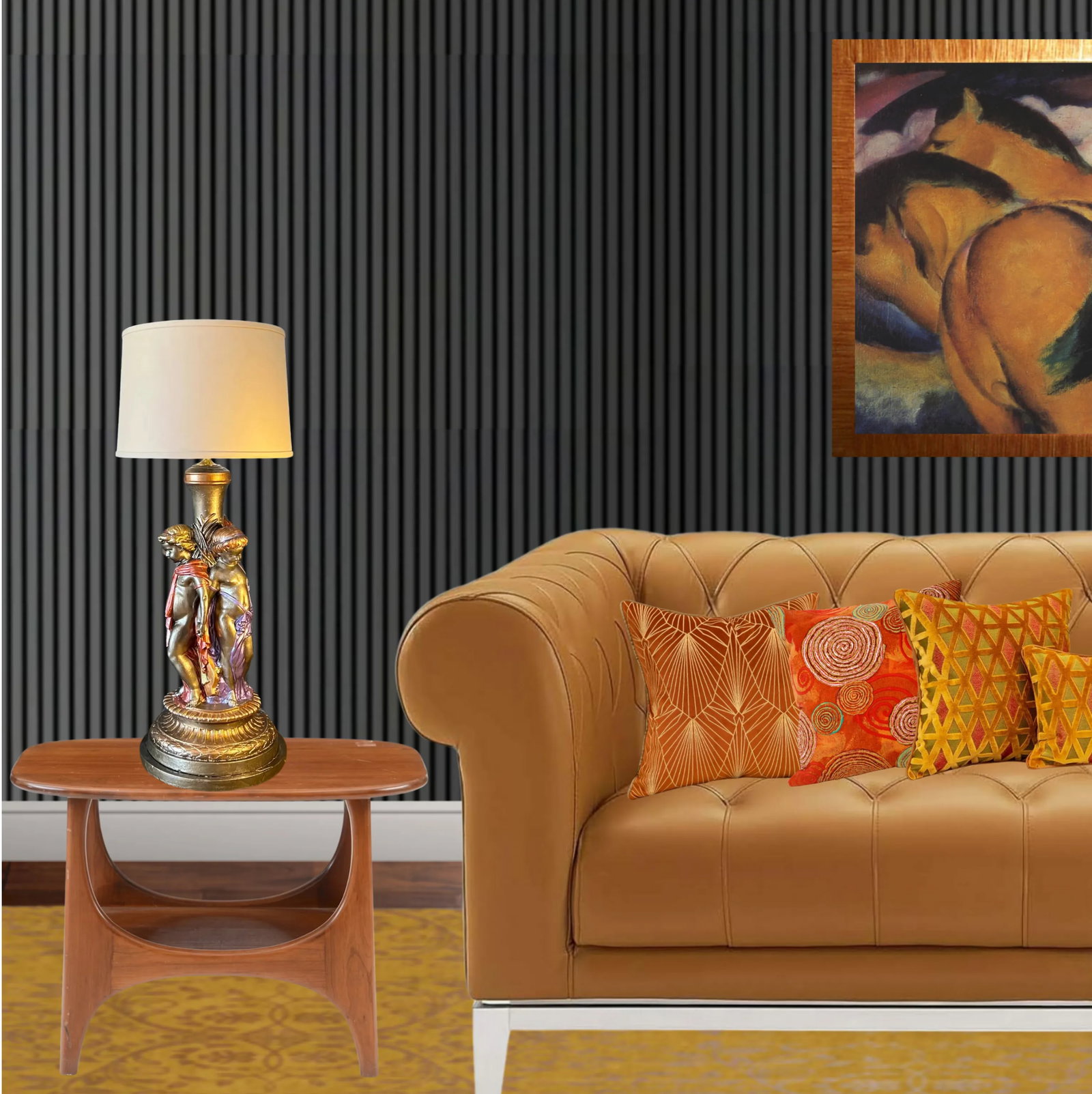 Mid-Century Trio of Cherubs Table Lamp - 9
