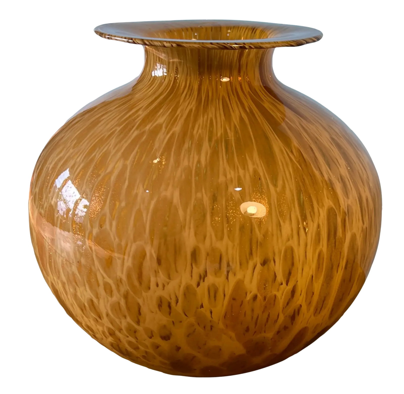 Murano Art Glass Amber Vase and Candle Holder Set of 3 - 10