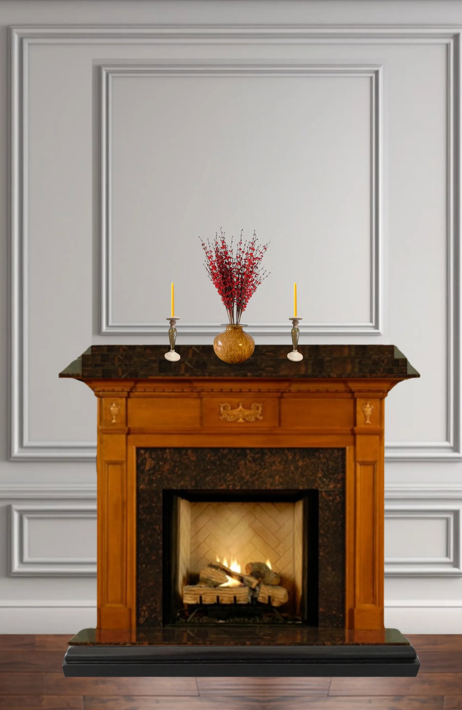 Murano Art Glass Amber Vase and Candle Holder Set of 3 - 11