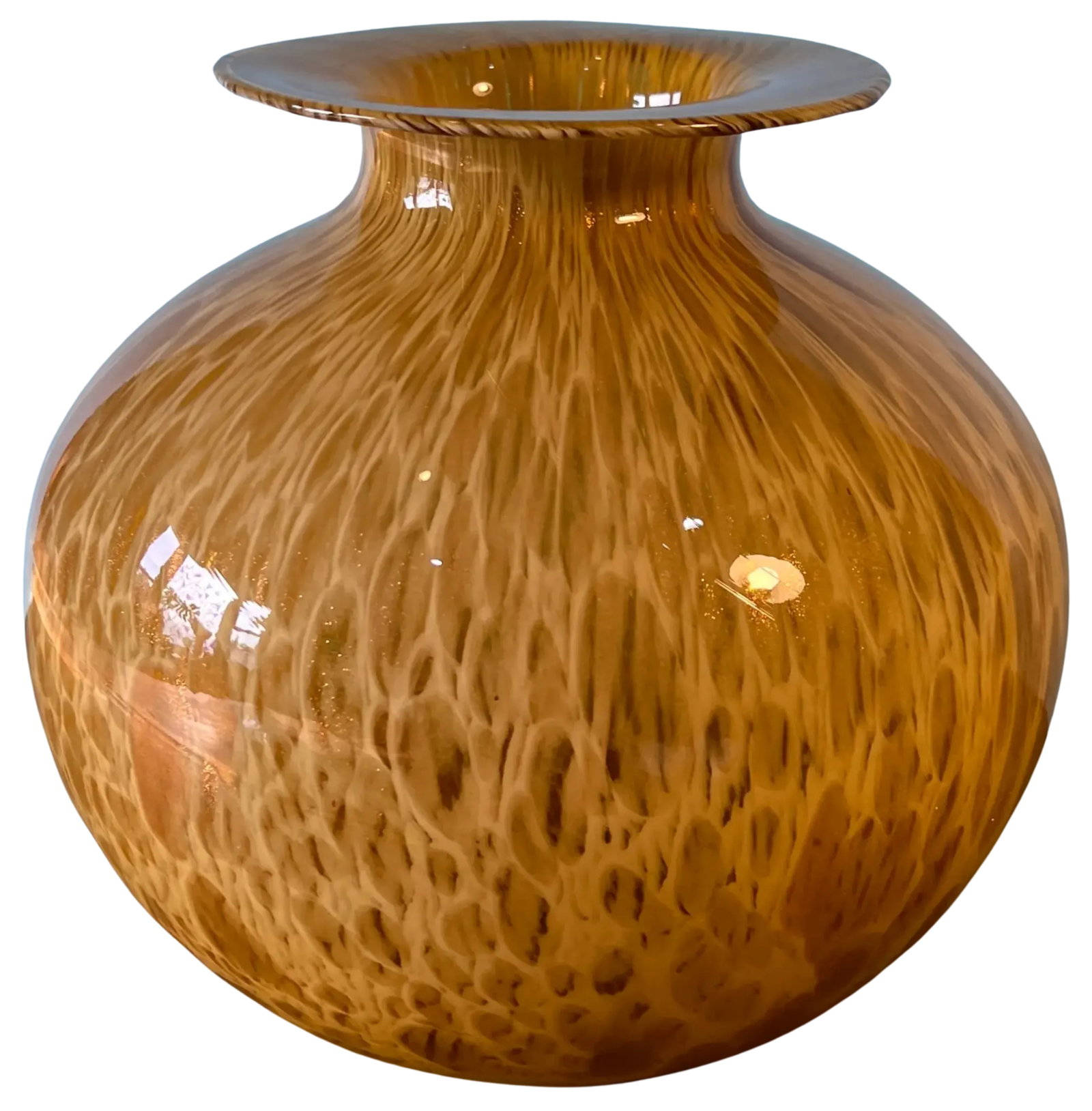 Murano Art Glass Amber Vase and Candle Holder Set of 3 - 5
