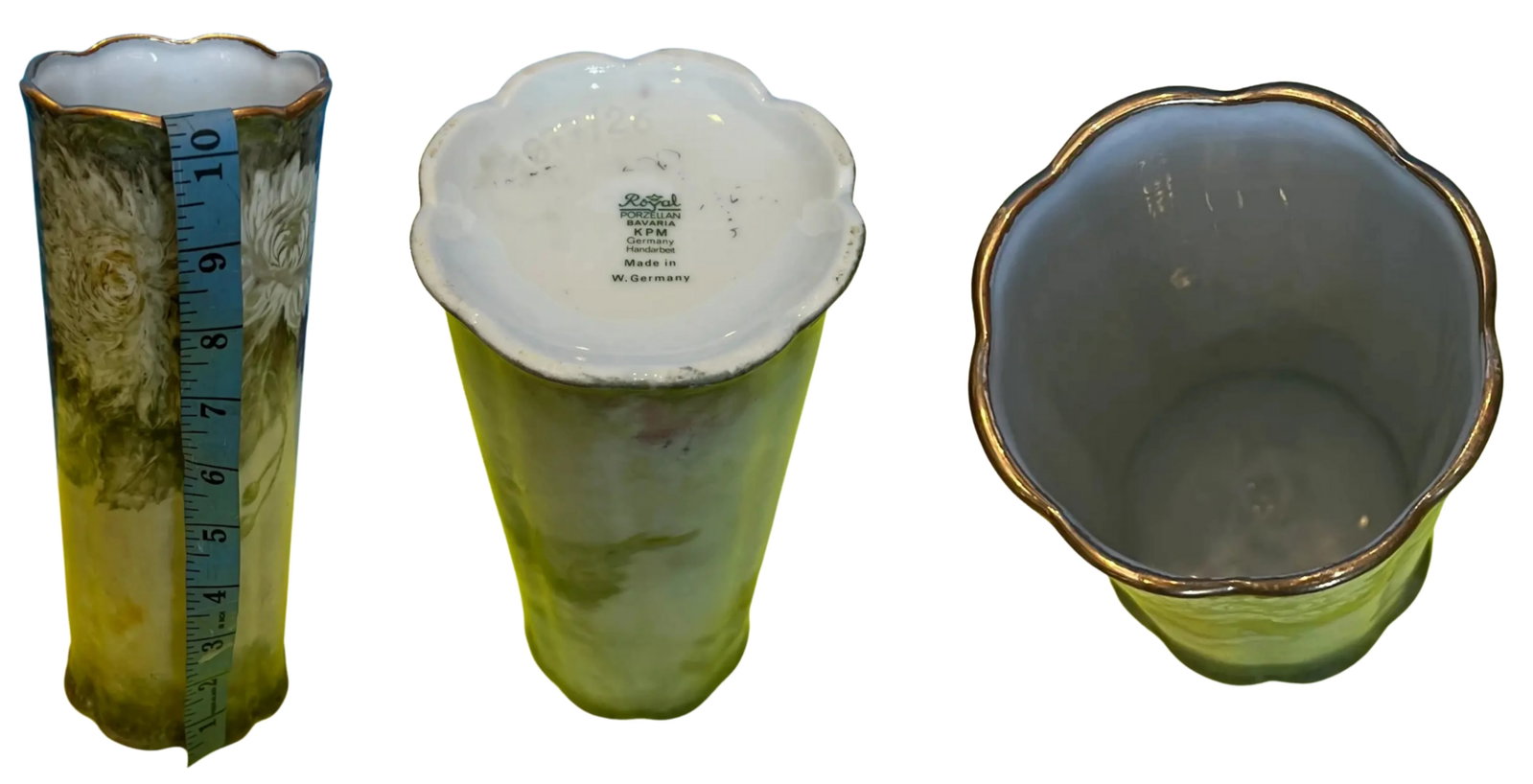 Green Floral Carlsbad, Austria & Kpm, W. Germany Porcelain Vases - A Pair - 11