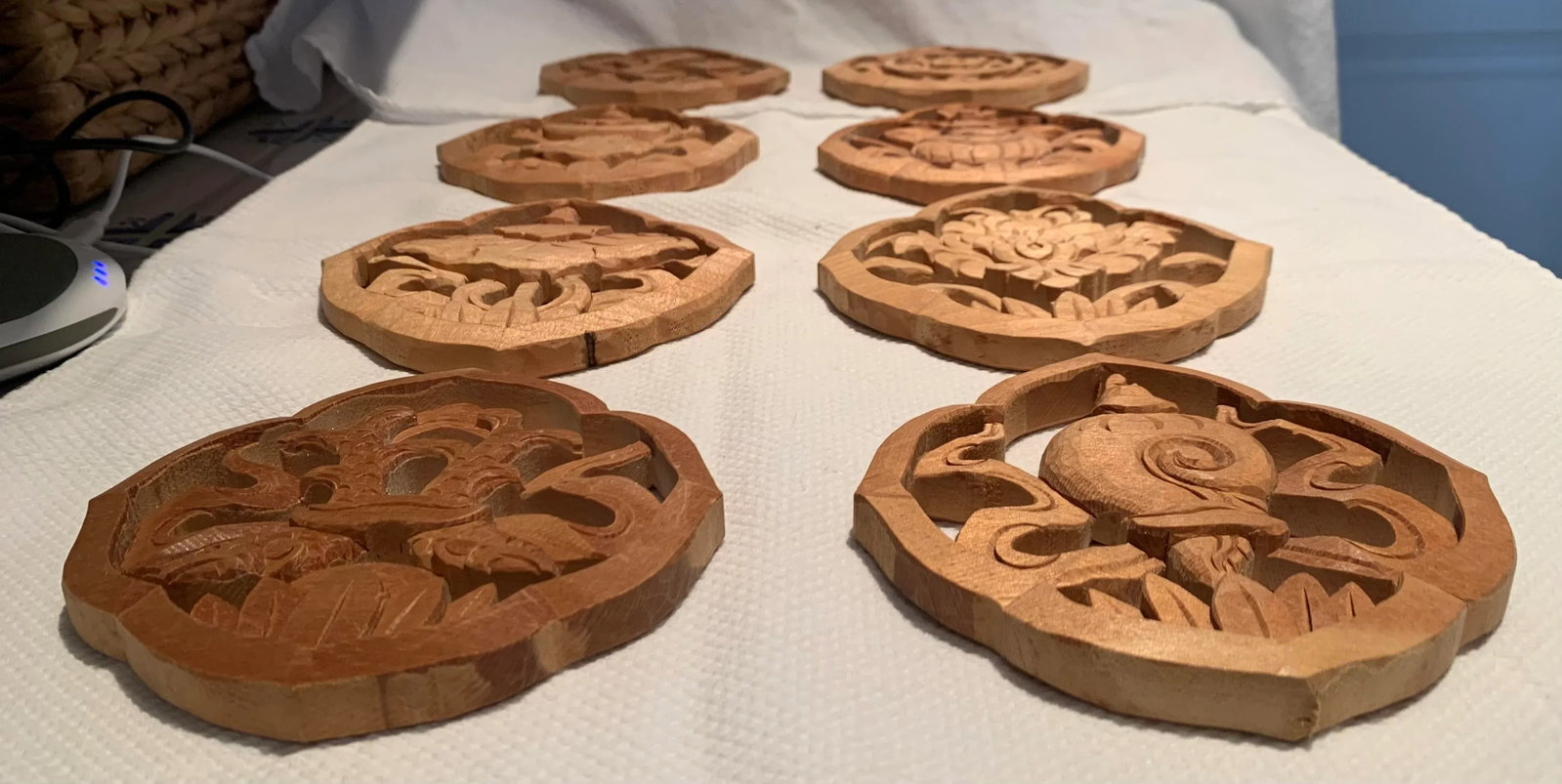 Mid 20th Century Wood Trivets- Set of 8 - 6