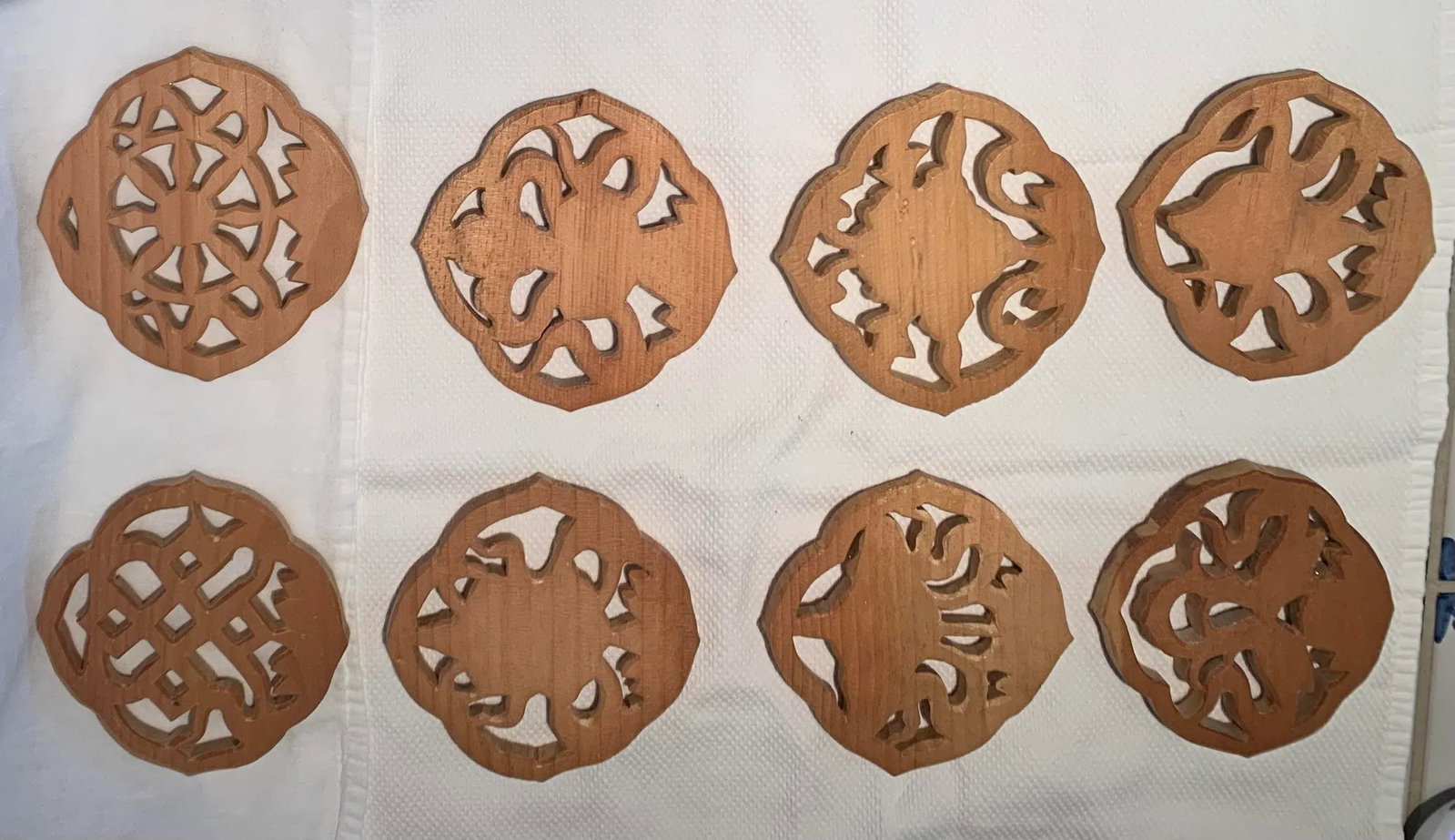 Mid 20th Century Wood Trivets- Set of 8 - 7