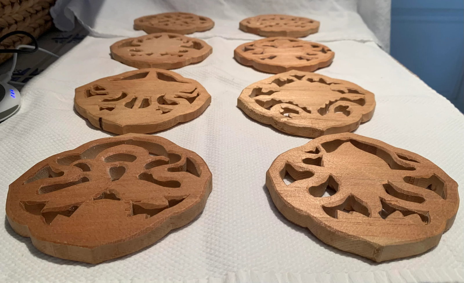 Mid 20th Century Wood Trivets- Set of 8 - 9