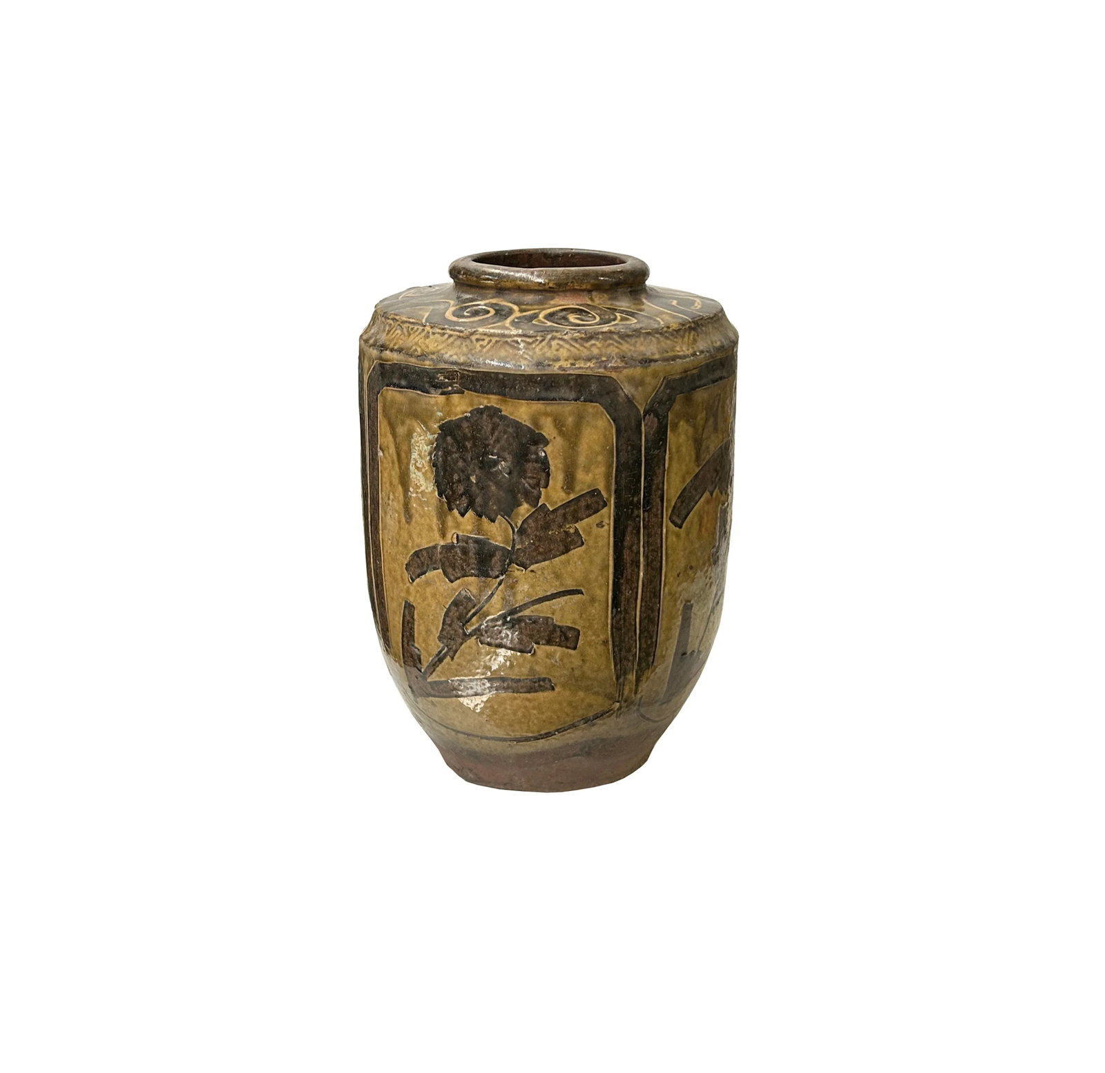 Vintage Earthy Beige Brown Village Rural Pottery Ceramic Pot Vase - 3