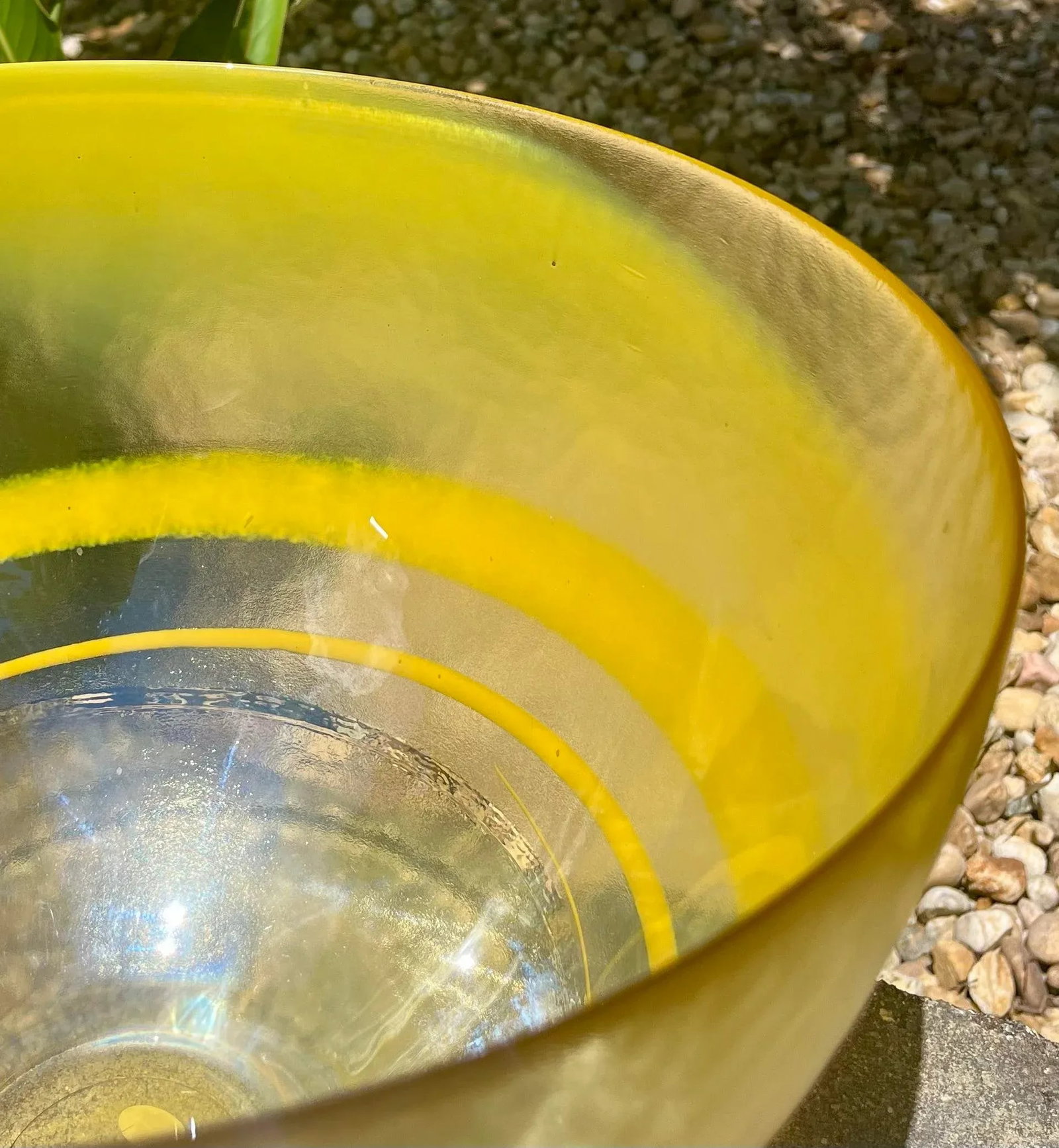 1960s Murano Glass Large Centerpiece Bowl With Yellow Ombre Swirls - 2