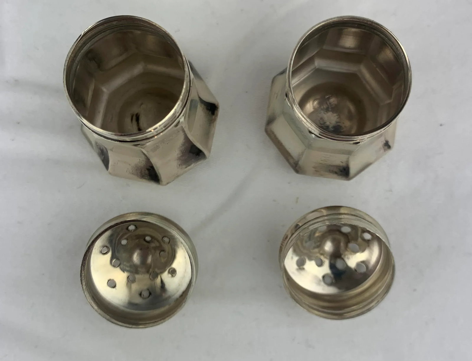 Vintage Cartier Sterling Silver Salt and Pepper Shakers- Set of 4 - 6