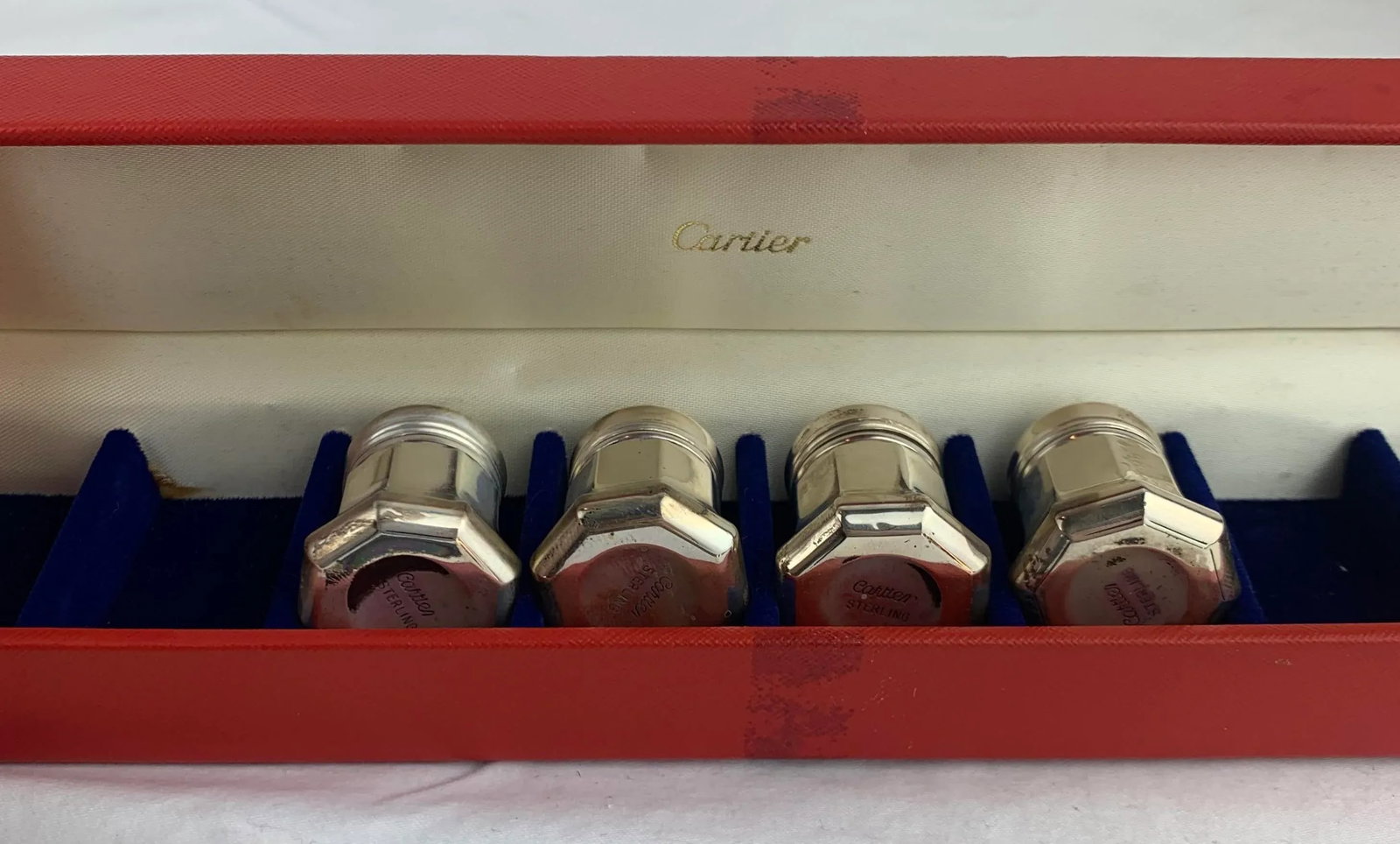 Vintage Cartier Sterling Silver Salt and Pepper Shakers- Set of 4 - 7