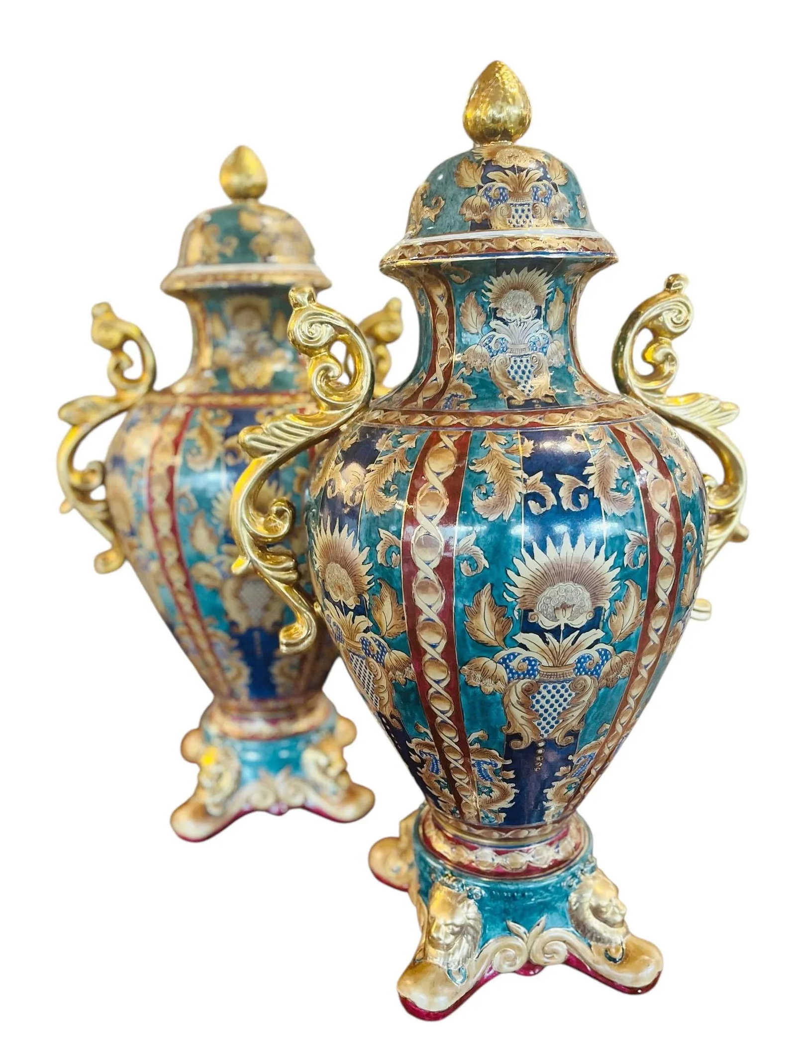 Oriental Accents Very Large Lidded Vases - A Pair - 10