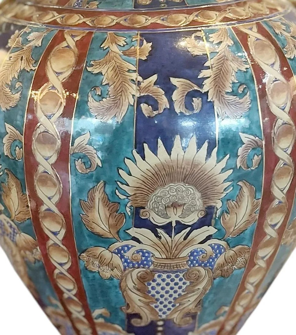 Oriental Accents Very Large Lidded Vases - A Pair - 7