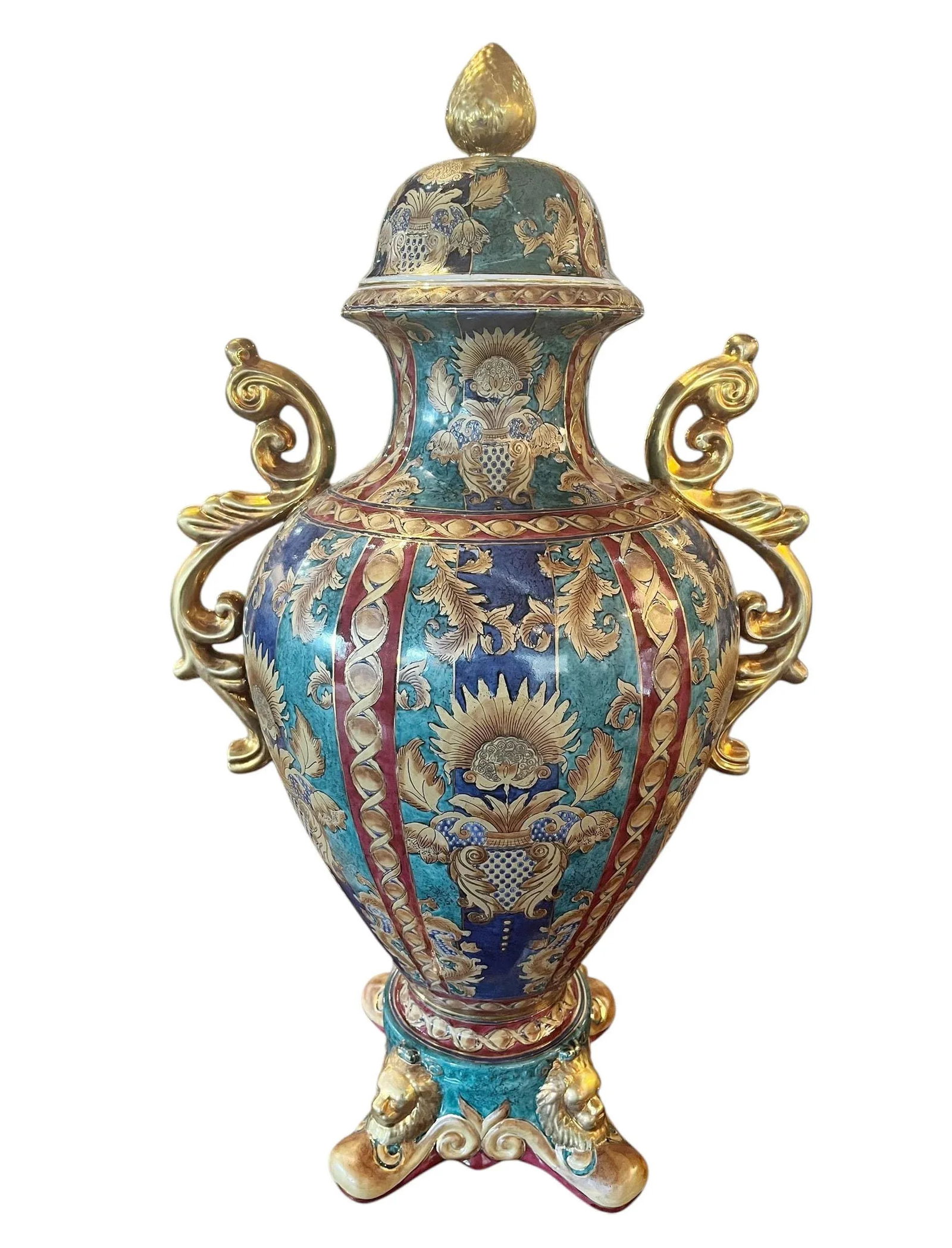 Oriental Accents Very Large Lidded Vases - A Pair - 9