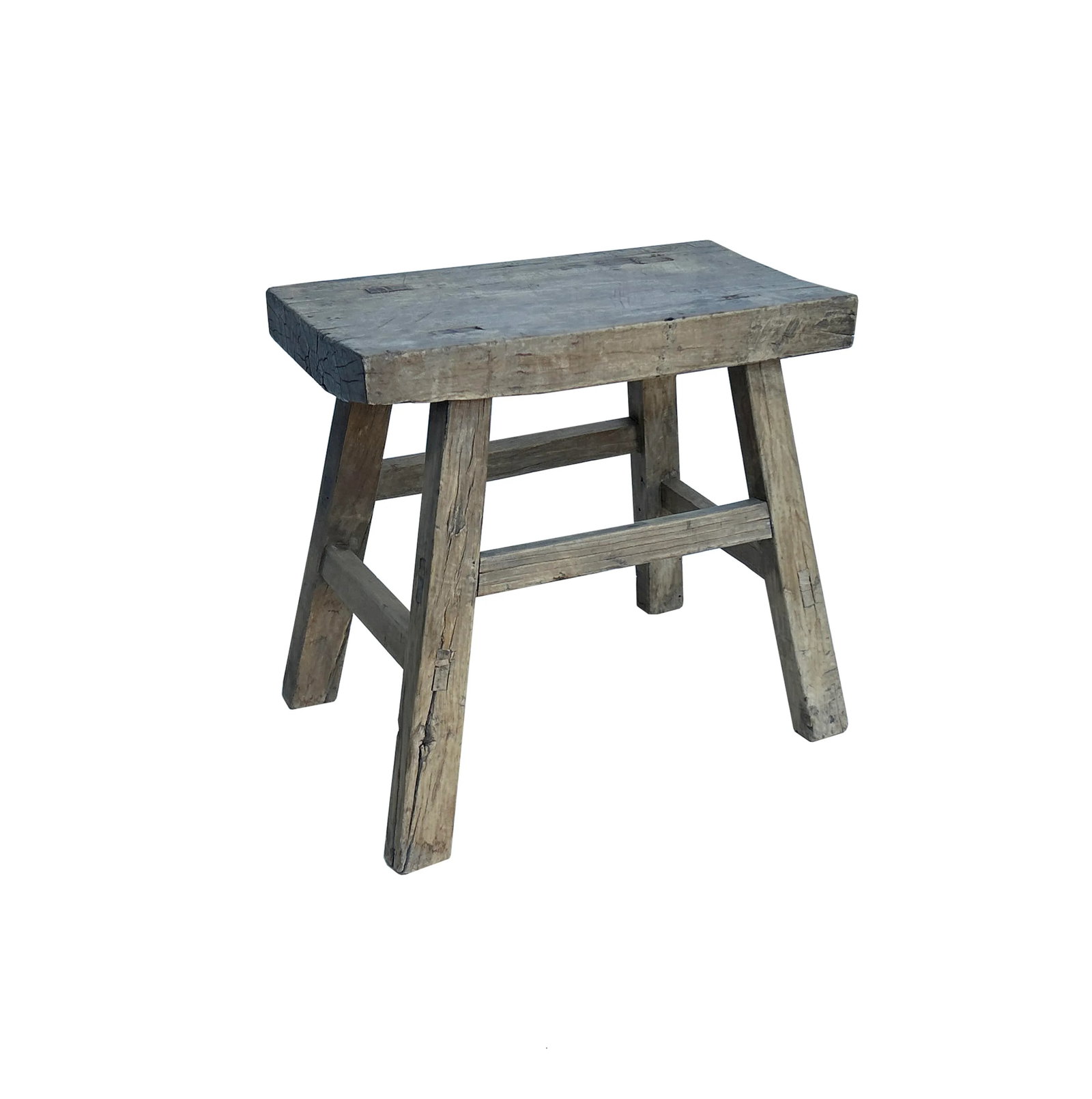 Rustic Raw Rough Wood Grain Rectangle Slim Stool Bench Side Table #10 - 3