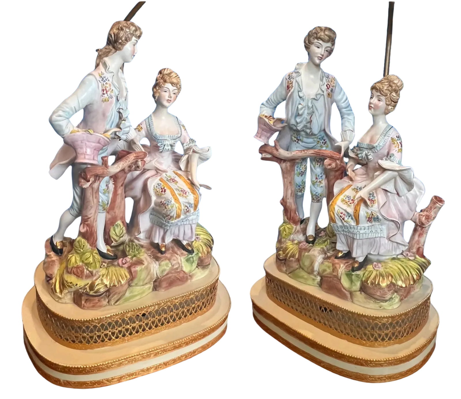 MI-Century Capodimonte Porcelain Figural Lamp - Courting Couple - 10