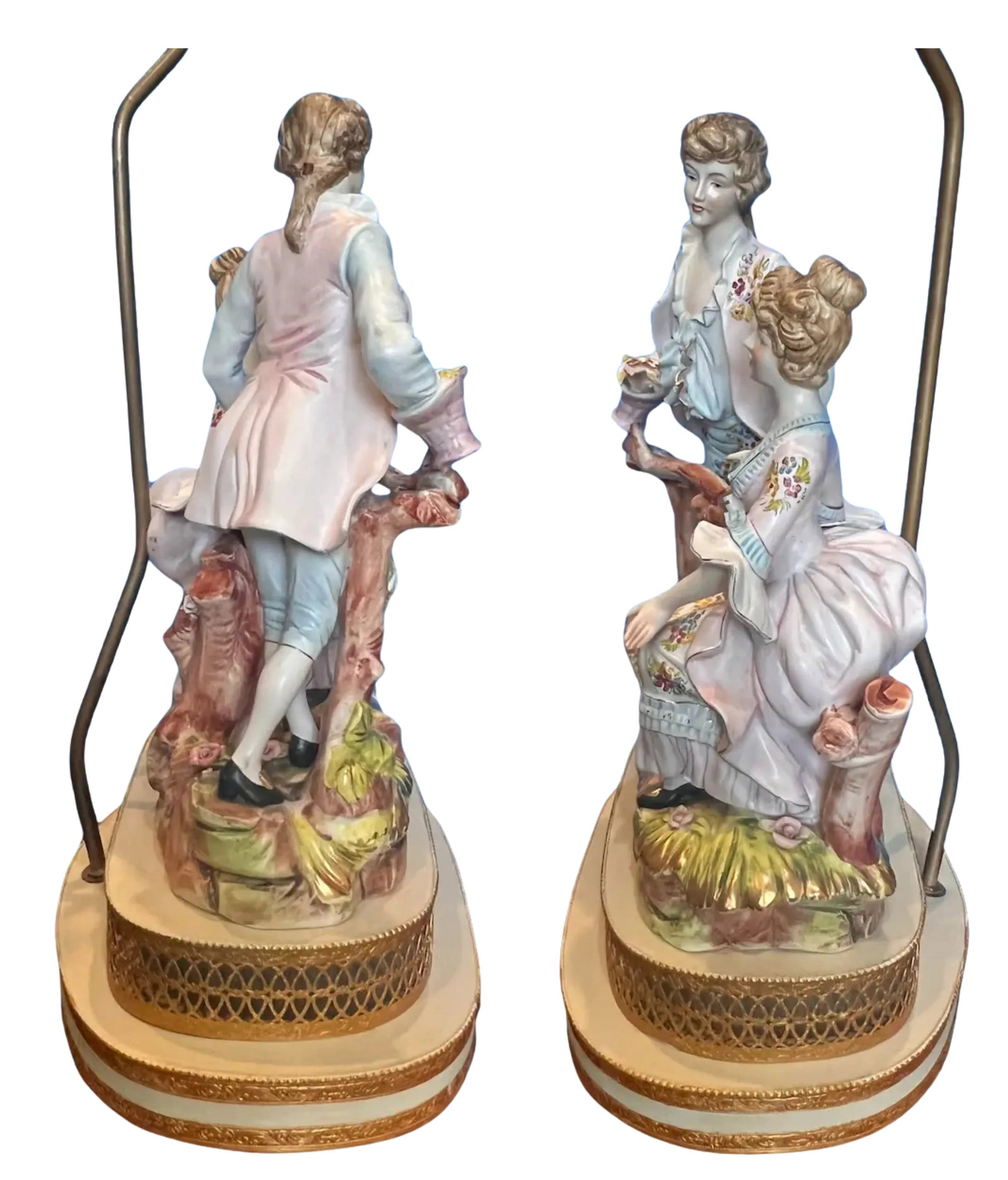 MI-Century Capodimonte Porcelain Figural Lamp - Courting Couple - 11