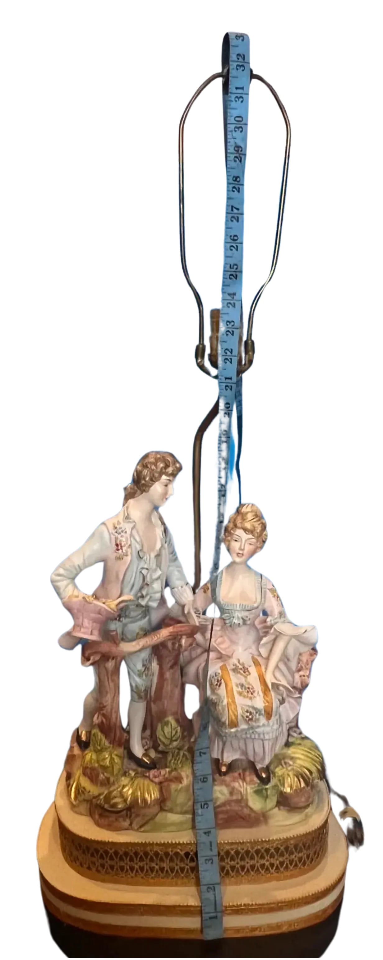 MI-Century Capodimonte Porcelain Figural Lamp - Courting Couple - 12