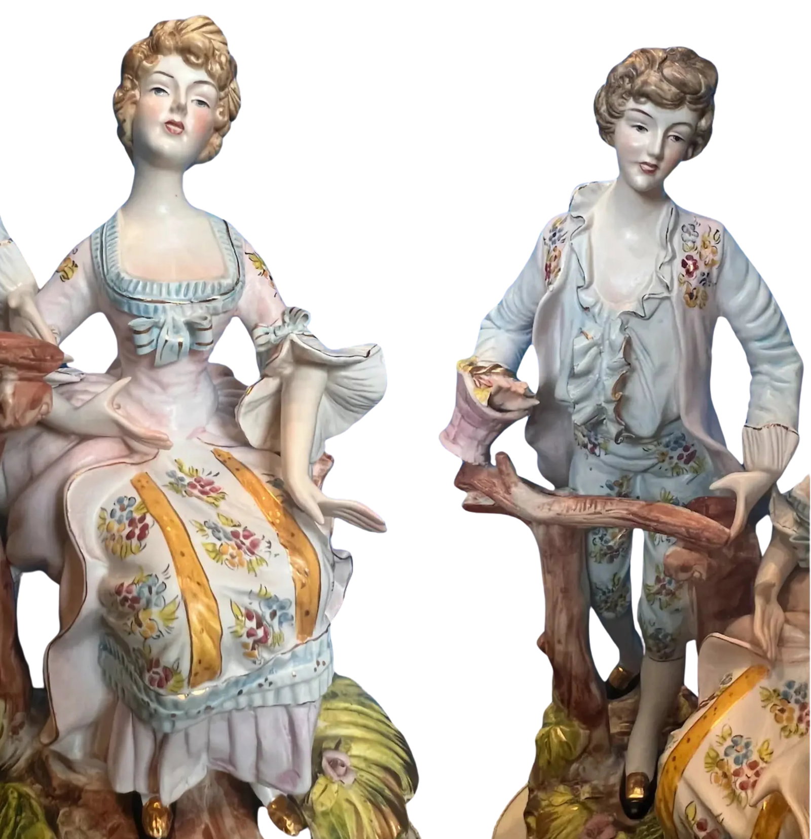 MI-Century Capodimonte Porcelain Figural Lamp - Courting Couple - 3
