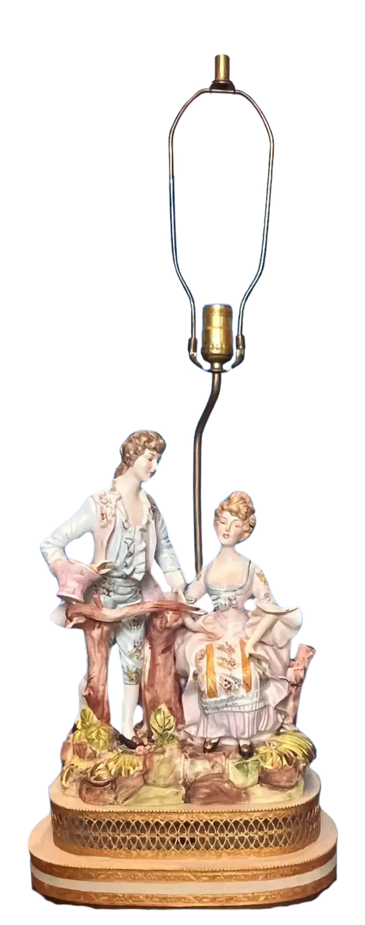 MI-Century Capodimonte Porcelain Figural Lamp - Courting Couple - 5