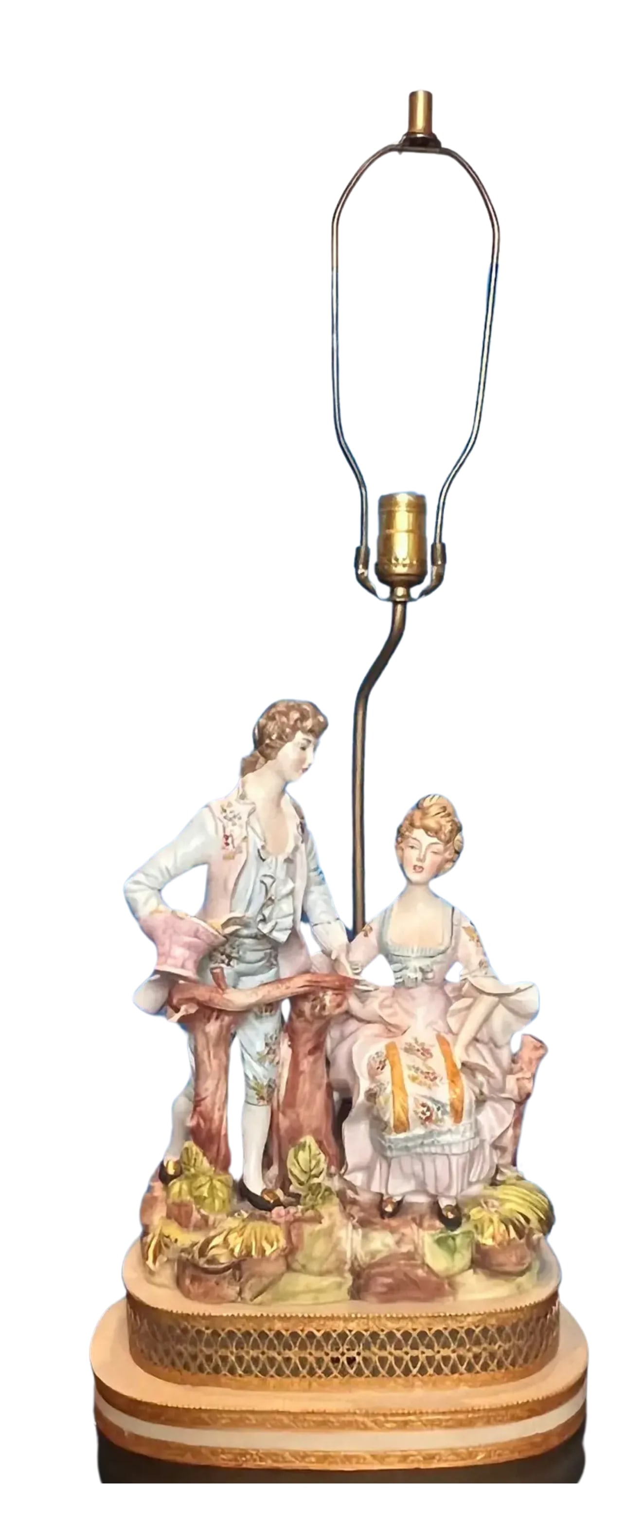MI-Century Capodimonte Porcelain Figural Lamp - Courting Couple - 9