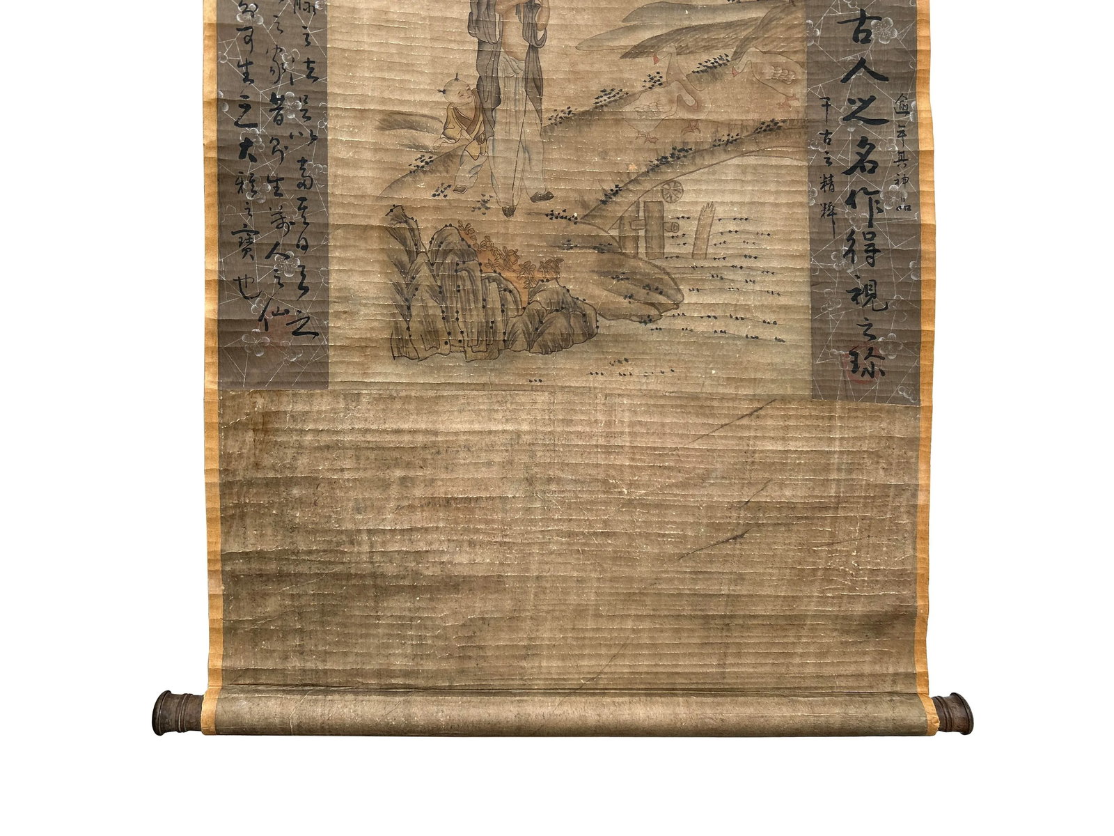 Chinese Ink Brush Old Man Kid Scenery Scroll Painting Wall Art - 2