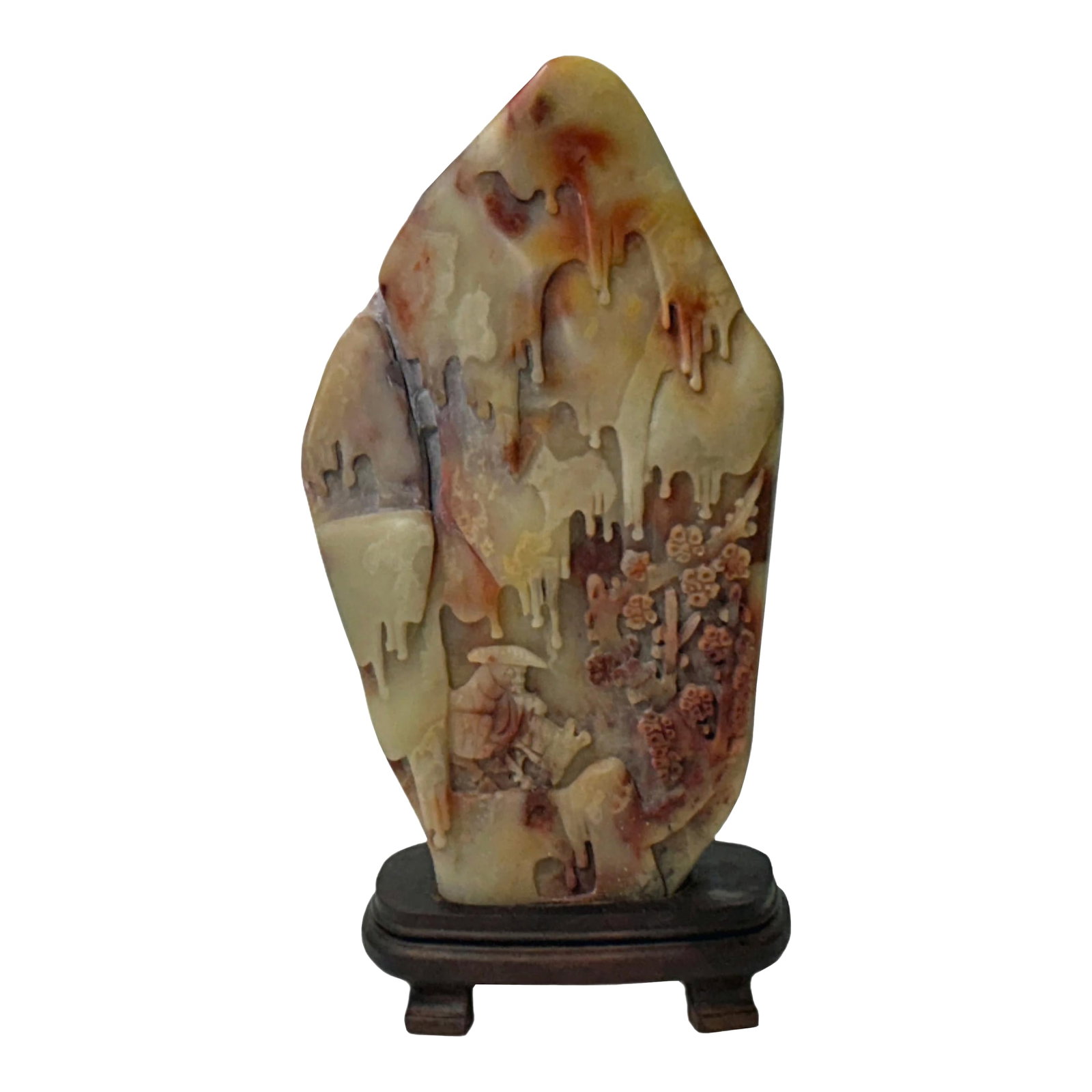 Chinese Shou Shan Stone Carved Tree Scenery Display Figure: The Chinese Shou Shan Stone Tree Scenery Display Figure is a stunning piece of artistry and craftsmanship, revered for its intricate design and cultural significance. Carved from Shou Shan stone, a ty