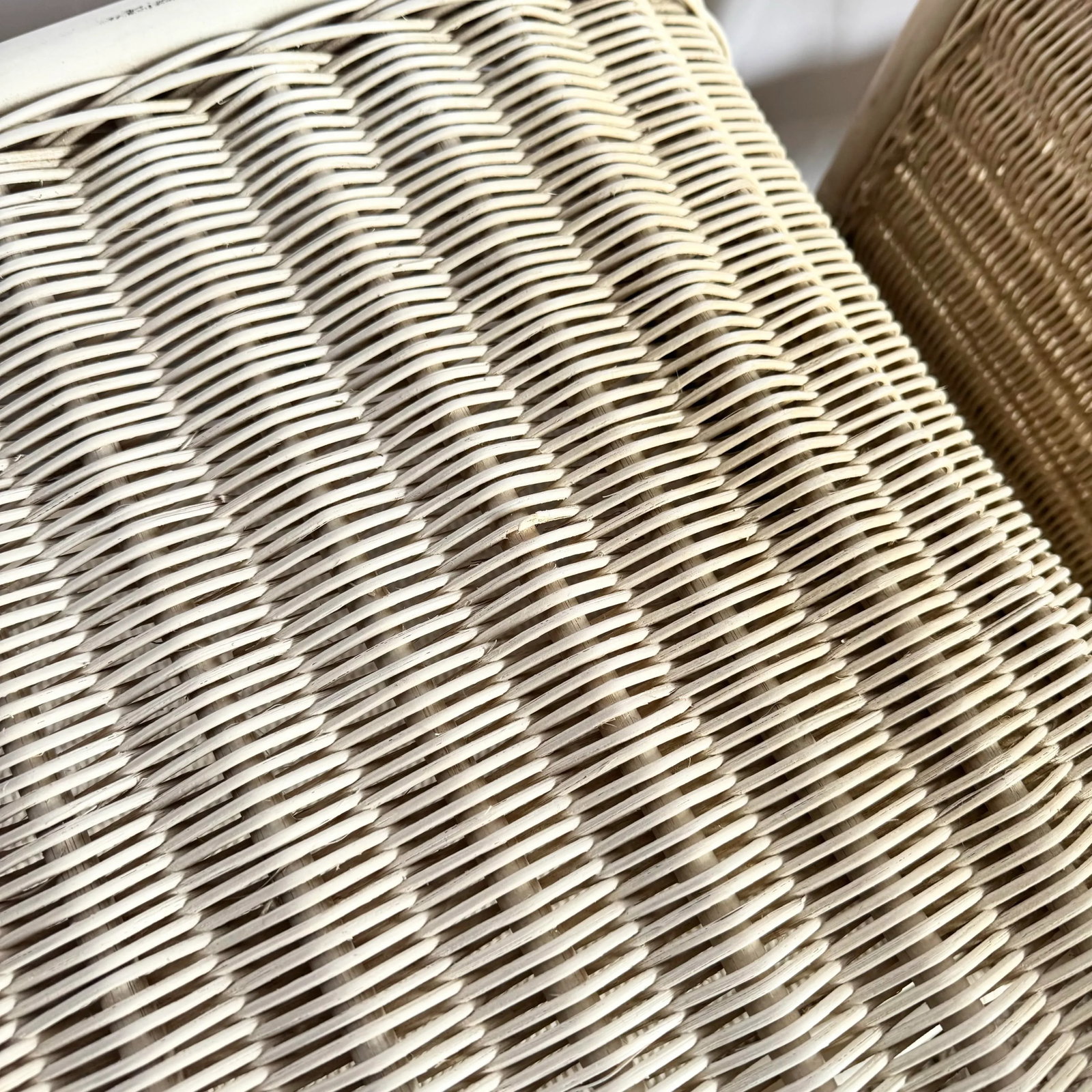 Boho Chic Coastal Rattan Wicker Waterfall Side Tables/Nightstands - A Pair - 3