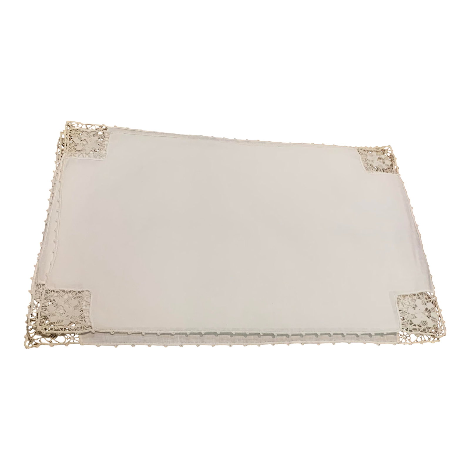 Vintage Cotton Placemats With Lace Corners- Set of 4 (1 of 6)