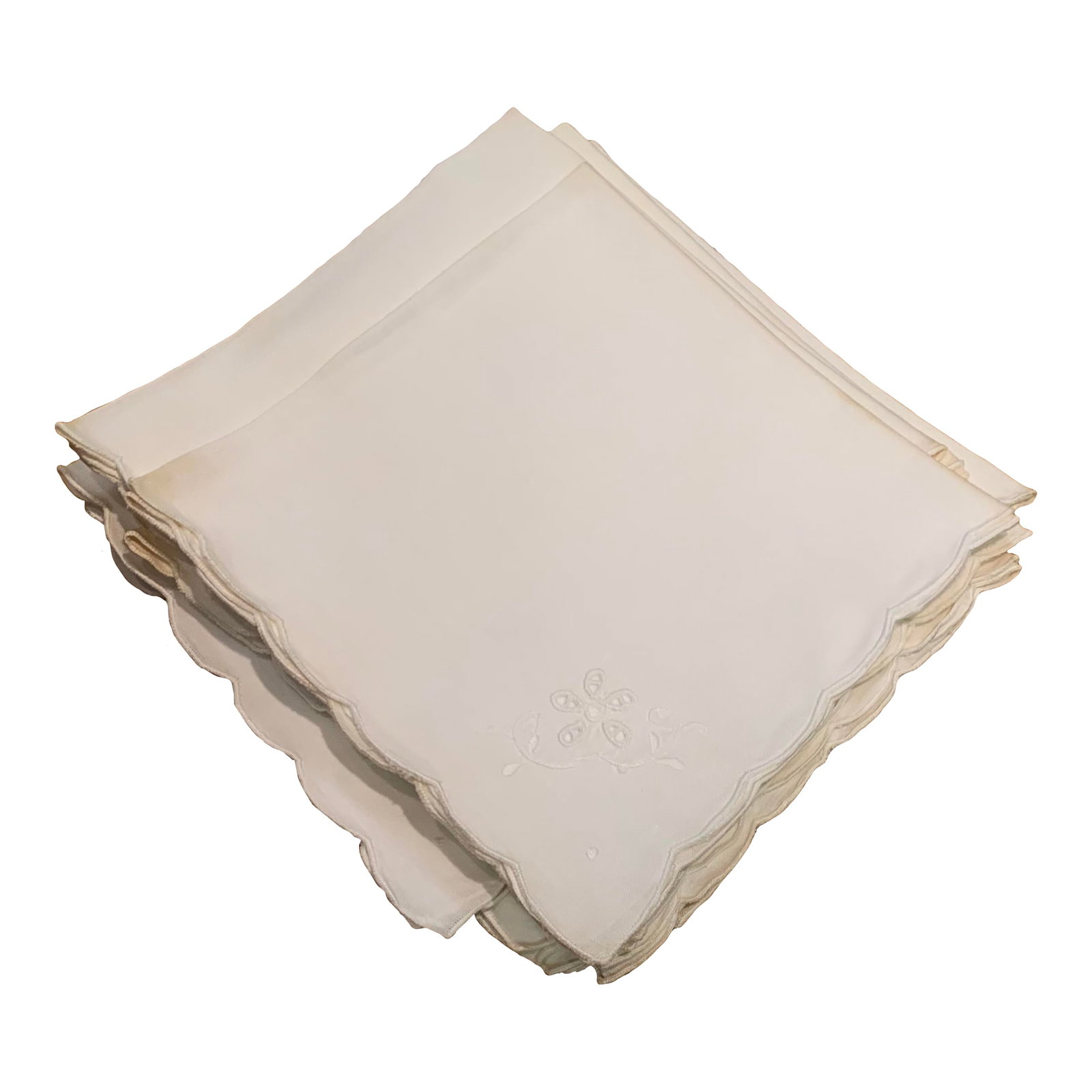 Antique Embroidered Dinner Napkins- Set of 12 (1 of 7)