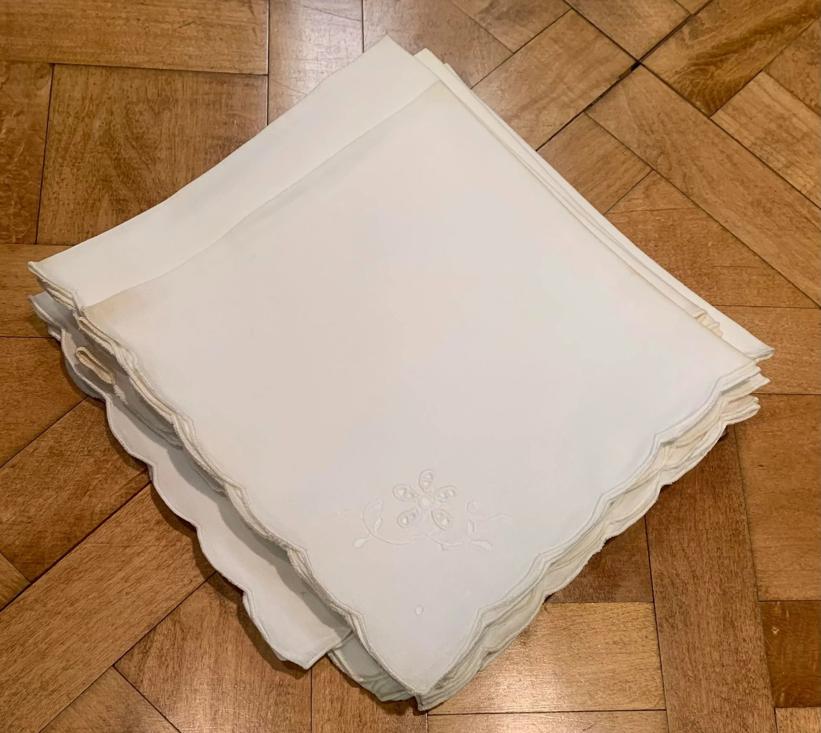Antique Embroidered Dinner Napkins- Set of 12 - 3