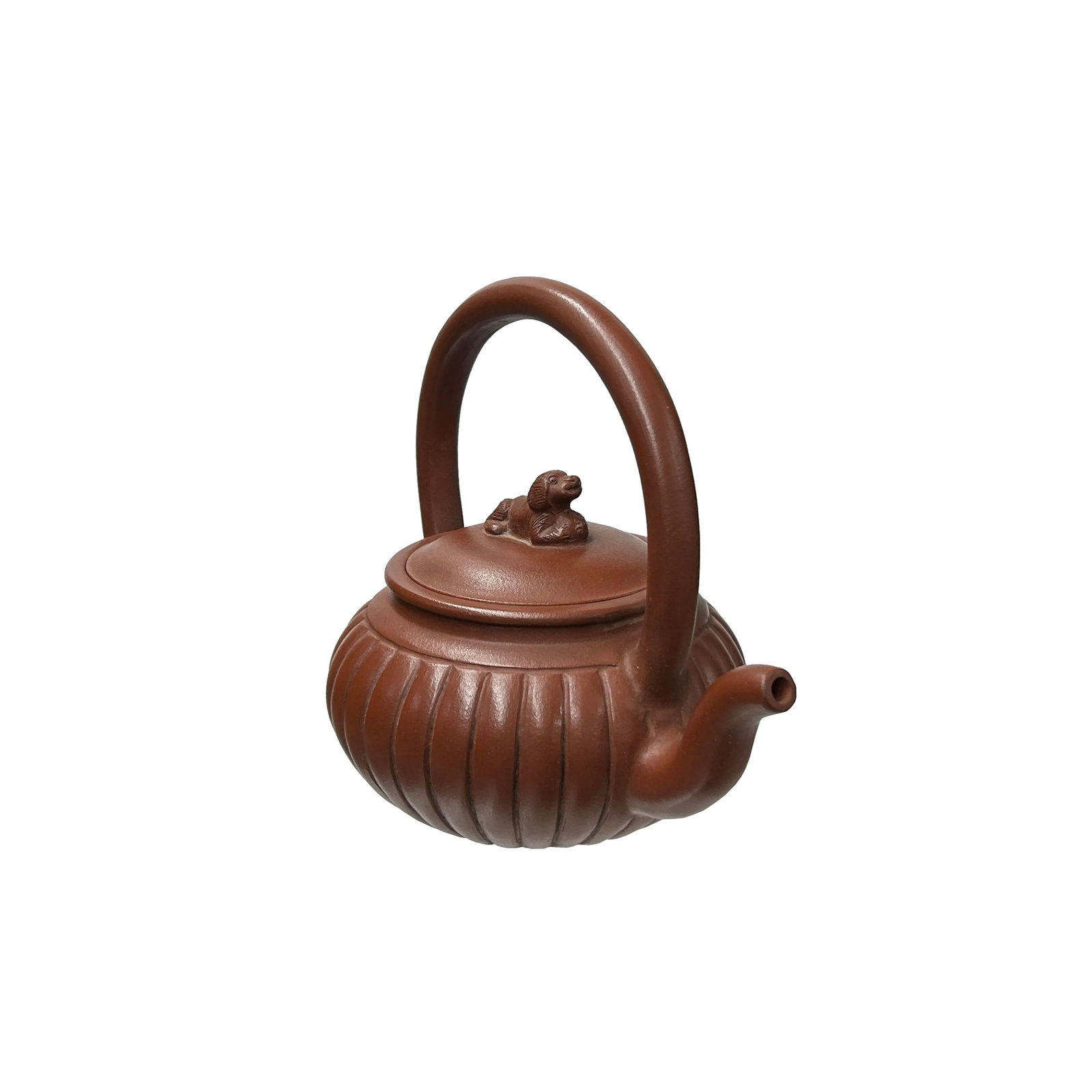 Vintage Brown Pumpkin Puppy Zisha Clay Teapot Art Display - 5