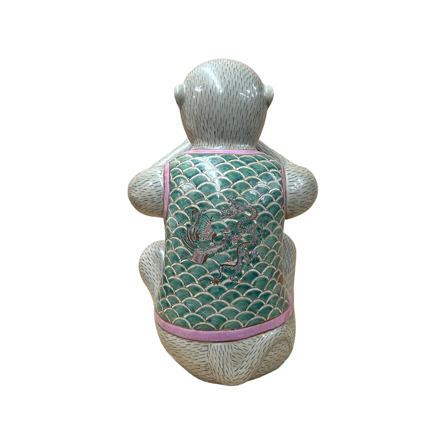 Set 3 Vintage Gray Green Dress No Evils Ceramic Art Monkey Figures - 7