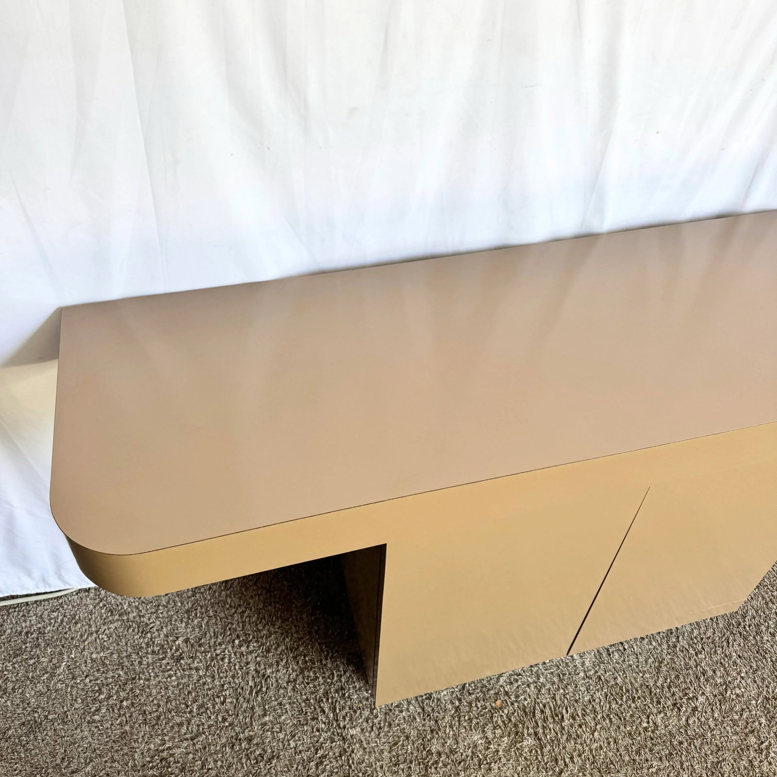 Postmodern Taupe Brown Lacquer Laminate Credenza With Chrome Base - 5